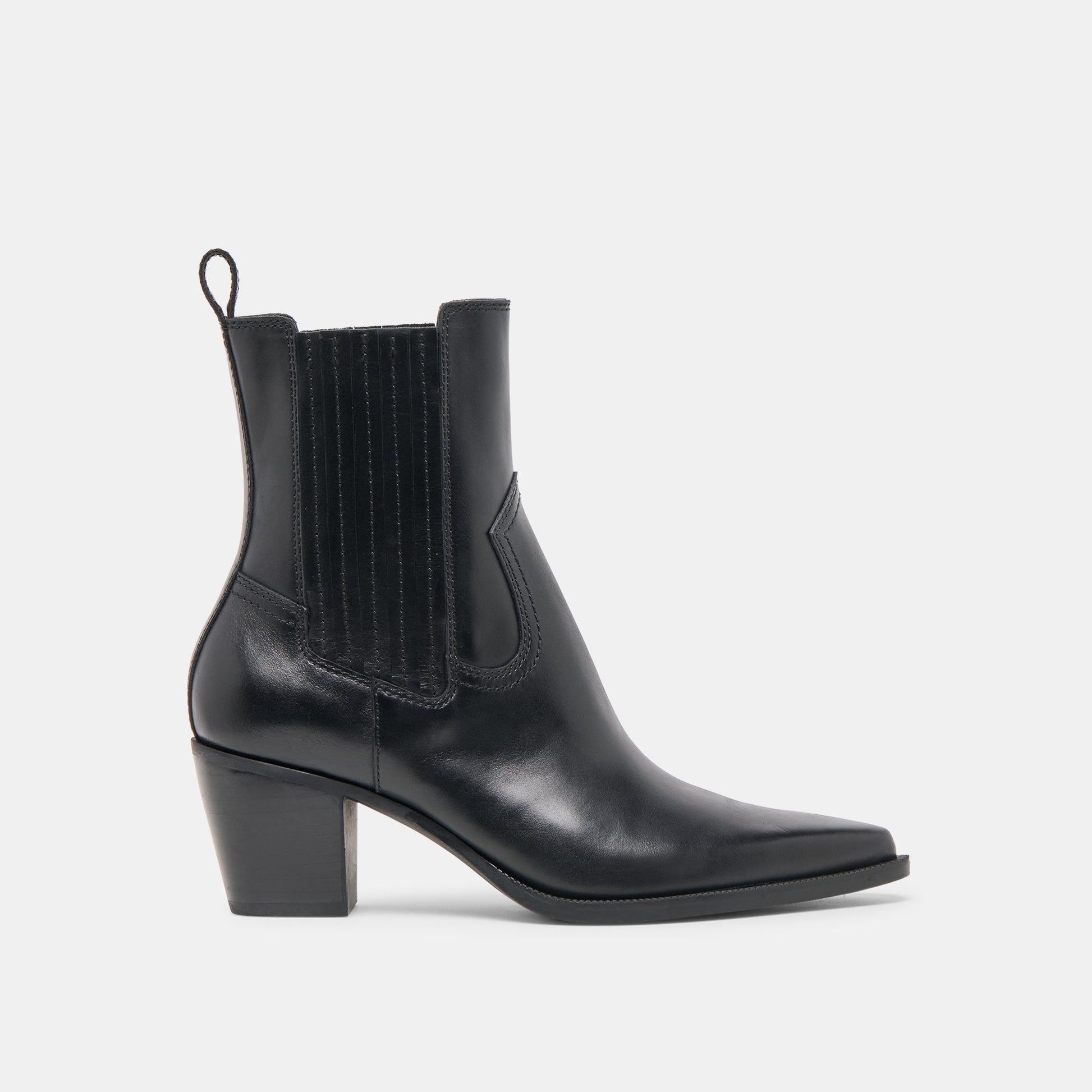 Slim Black Leather Booties