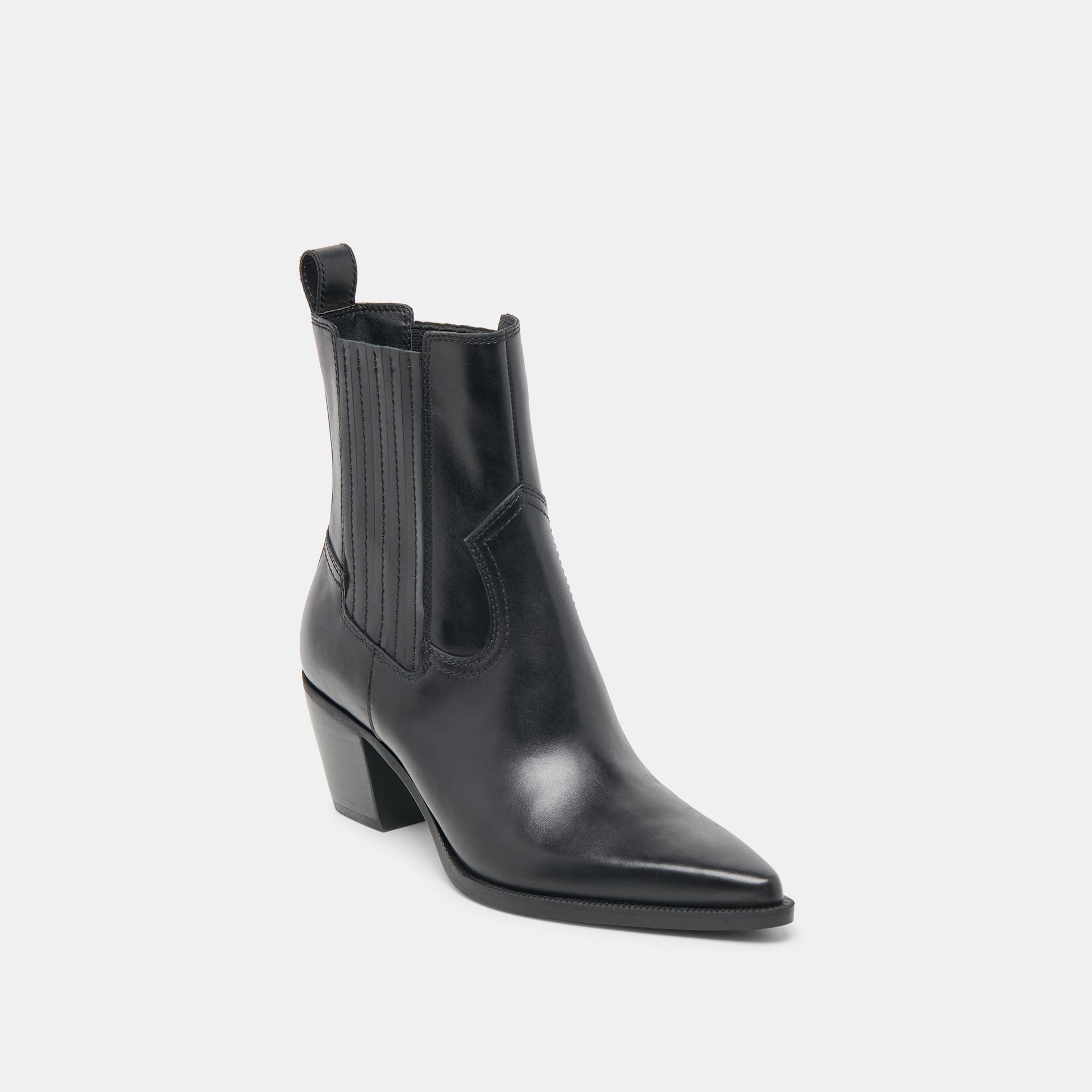 Slim Black Leather Booties