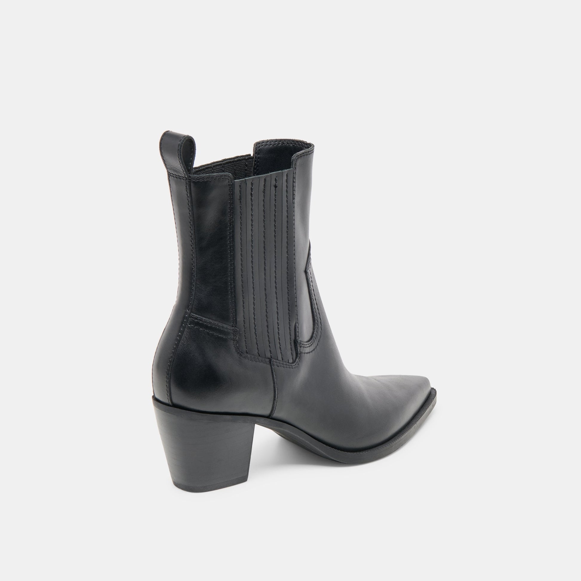 Slim Black Leather Booties