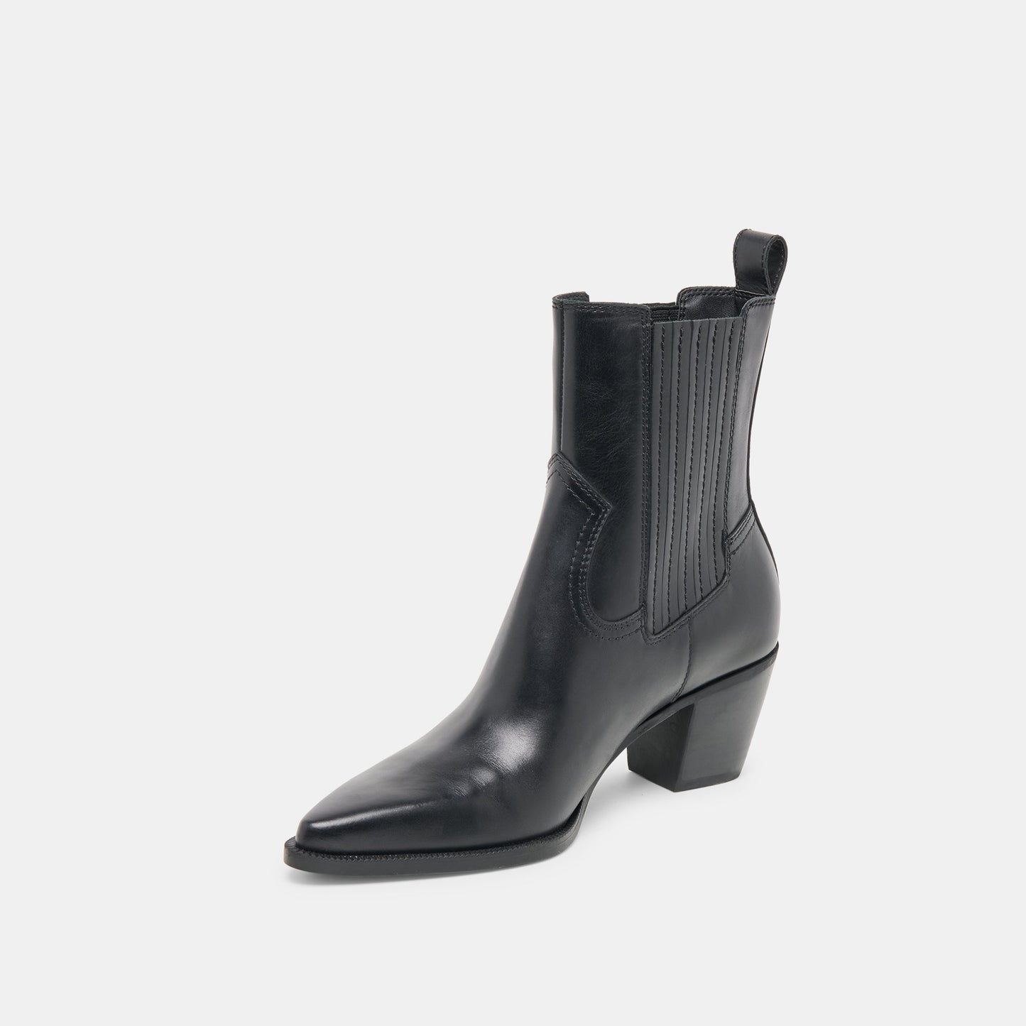 Slim Black Leather Booties