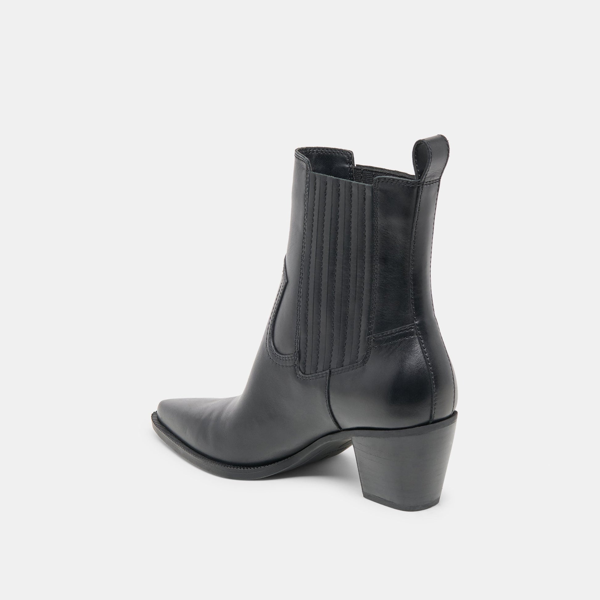 Slim Black Leather Booties