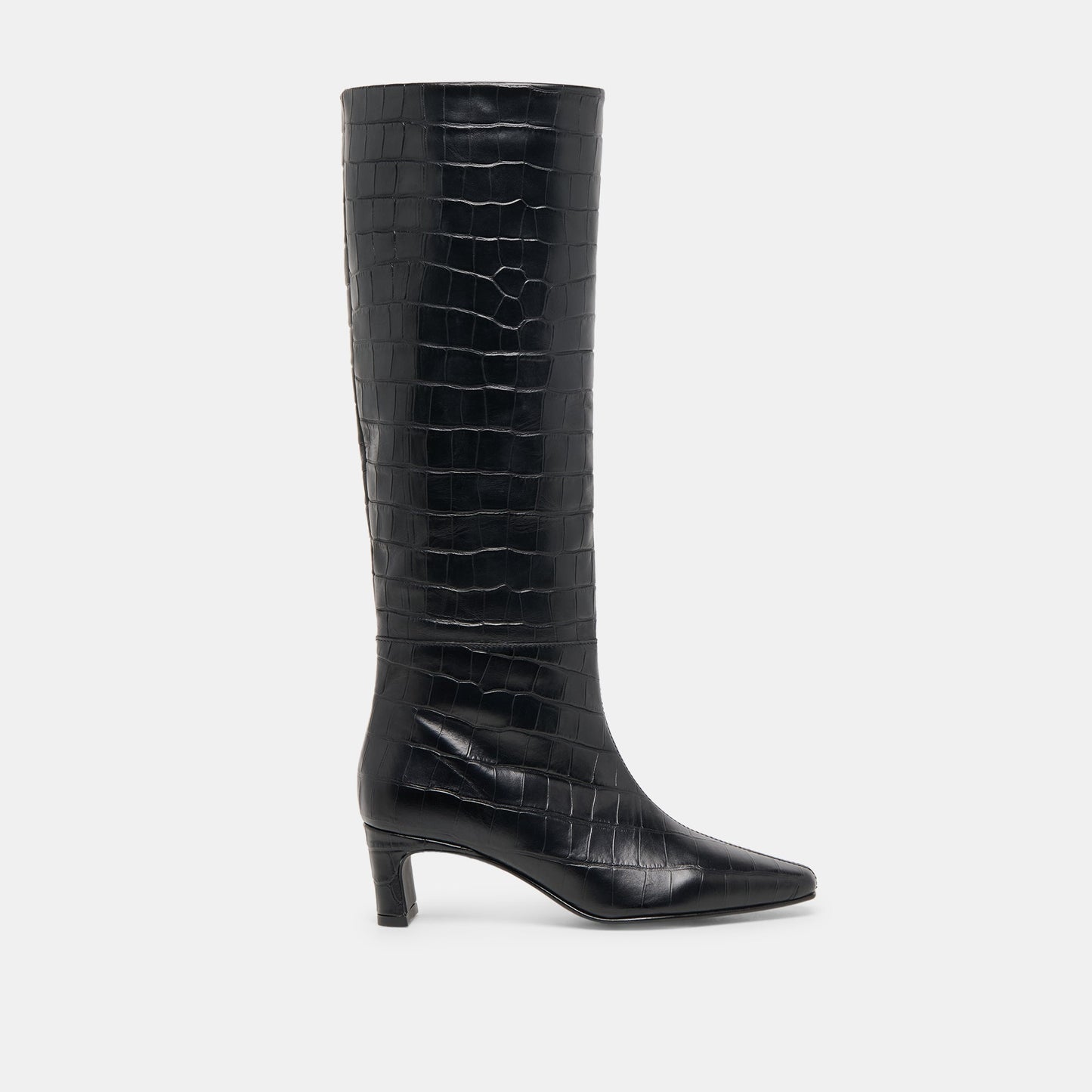 Trixi Noir Croco Embossed Leather Boots