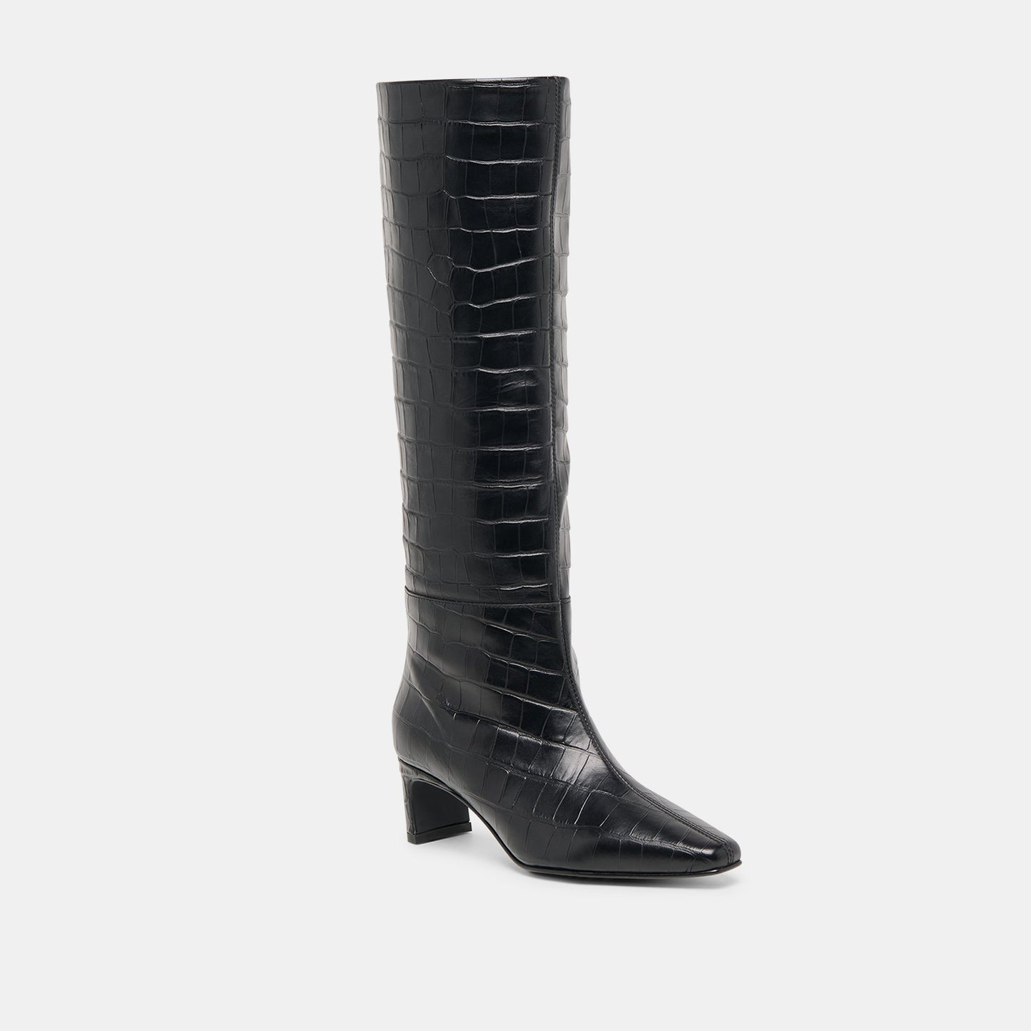 Trixi Noir Croco Embossed Leather Boots
