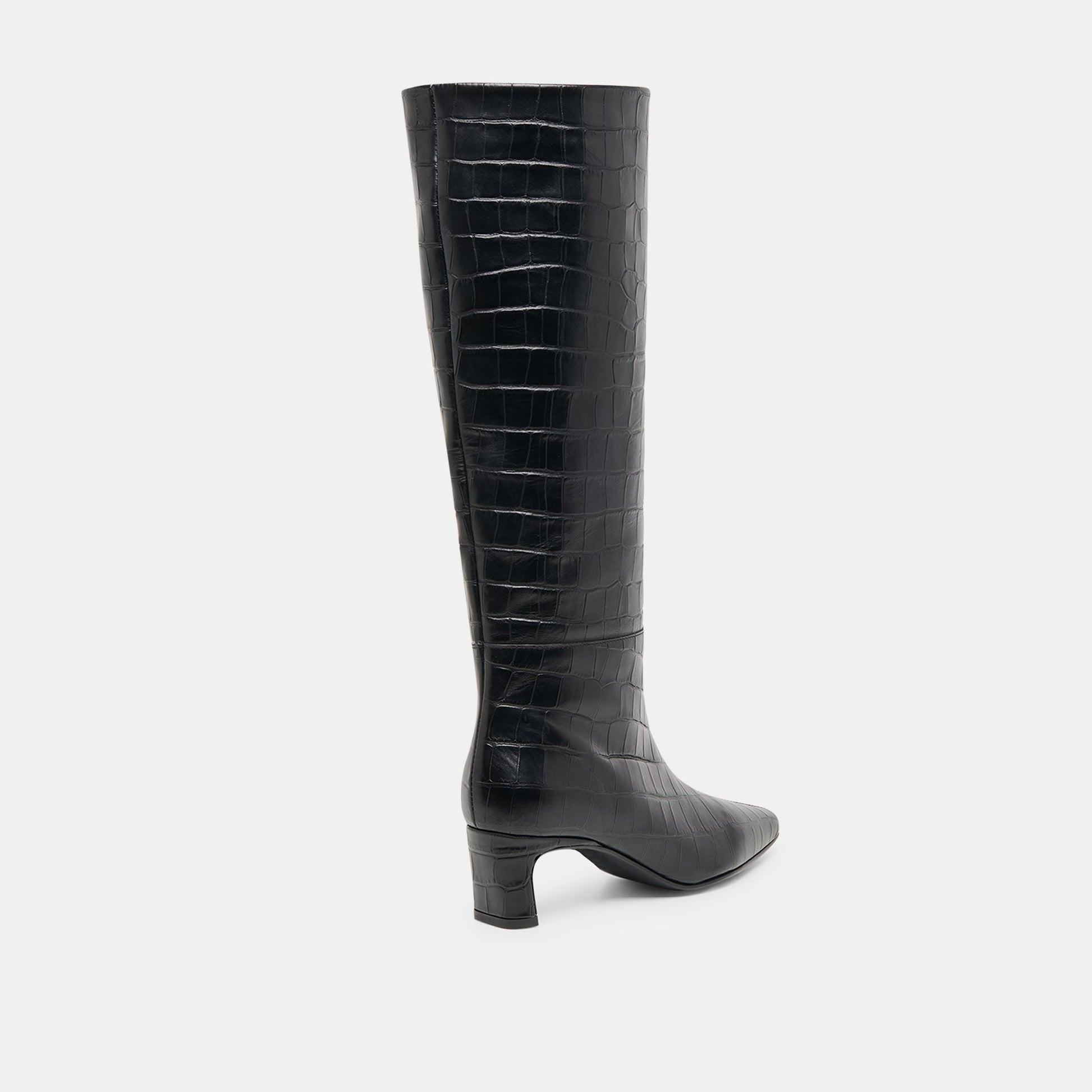 Trixi Noir Croco Embossed Leather Boots
