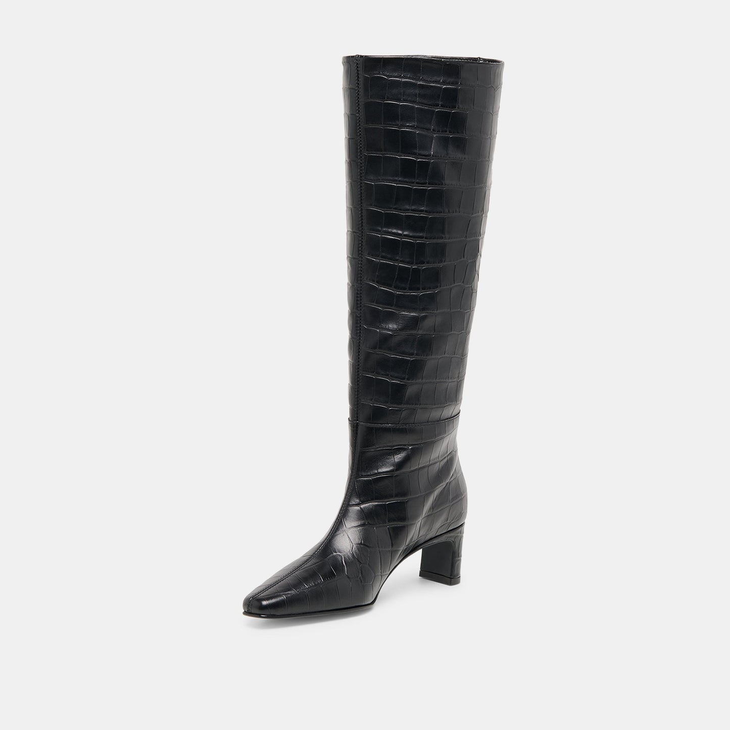 Trixi Noir Croco Embossed Leather Boots