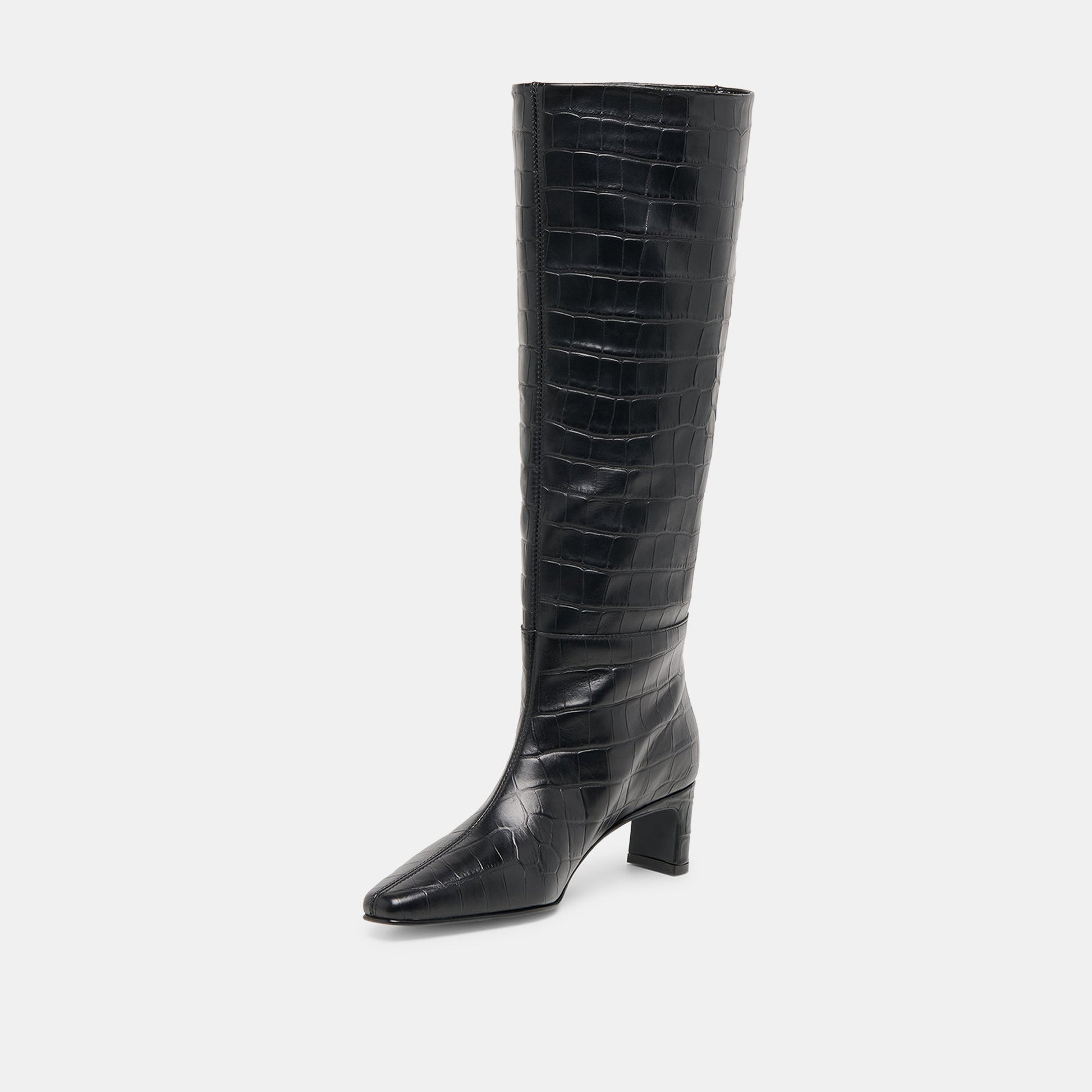Trixi Noir Croco Embossed Leather Boots