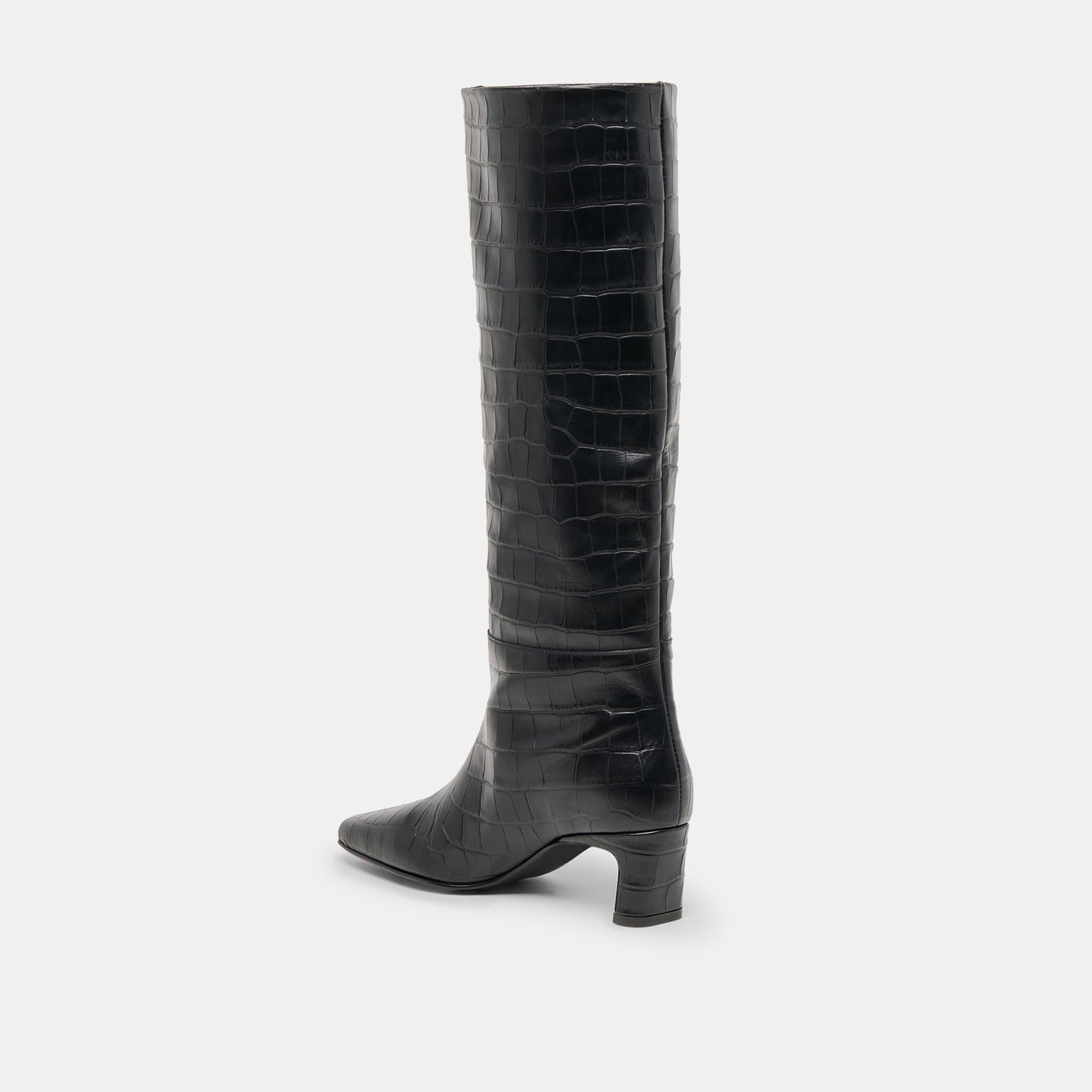 Trixi Noir Croco Embossed Leather Boots