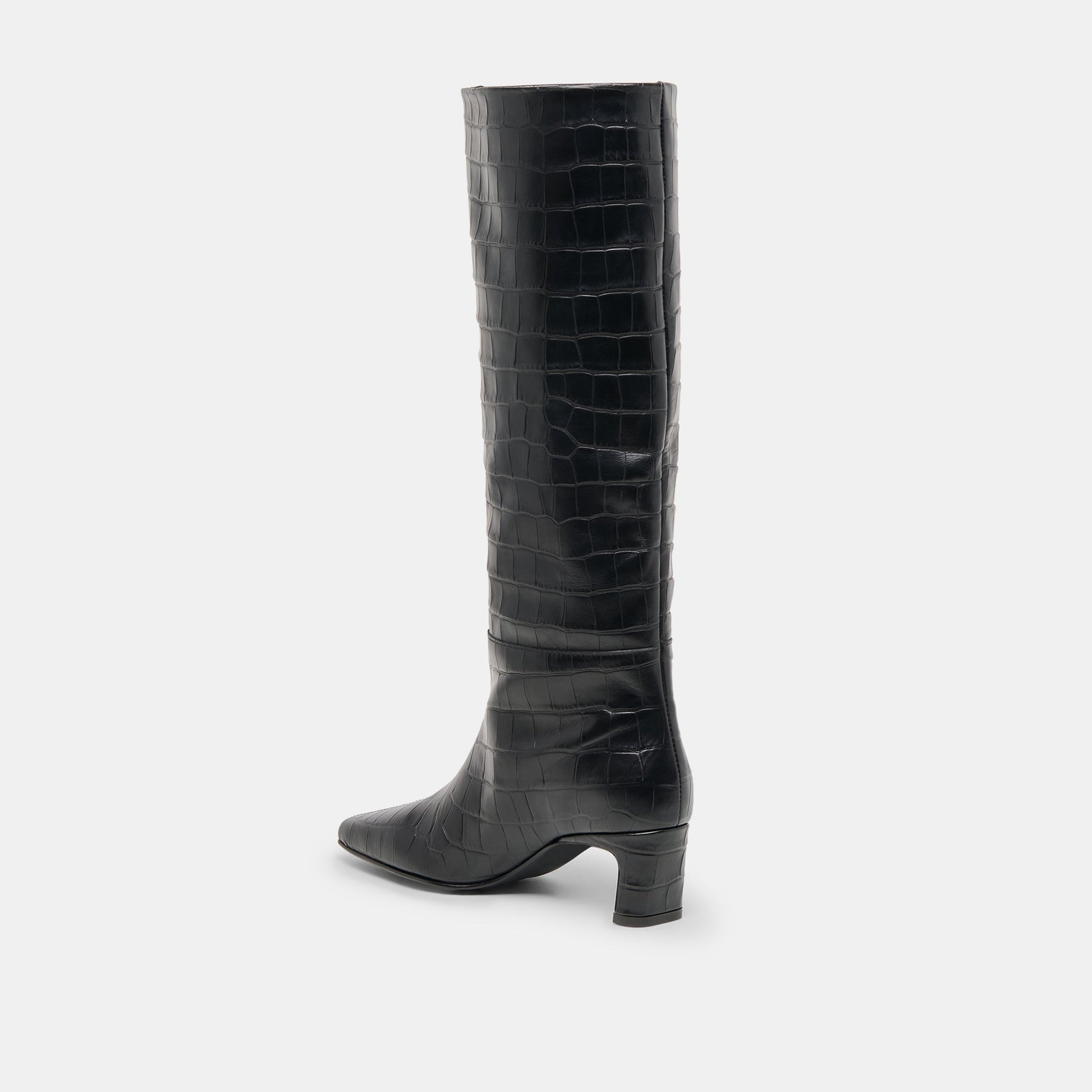Trixi Noir Croco Embossed Leather Boots