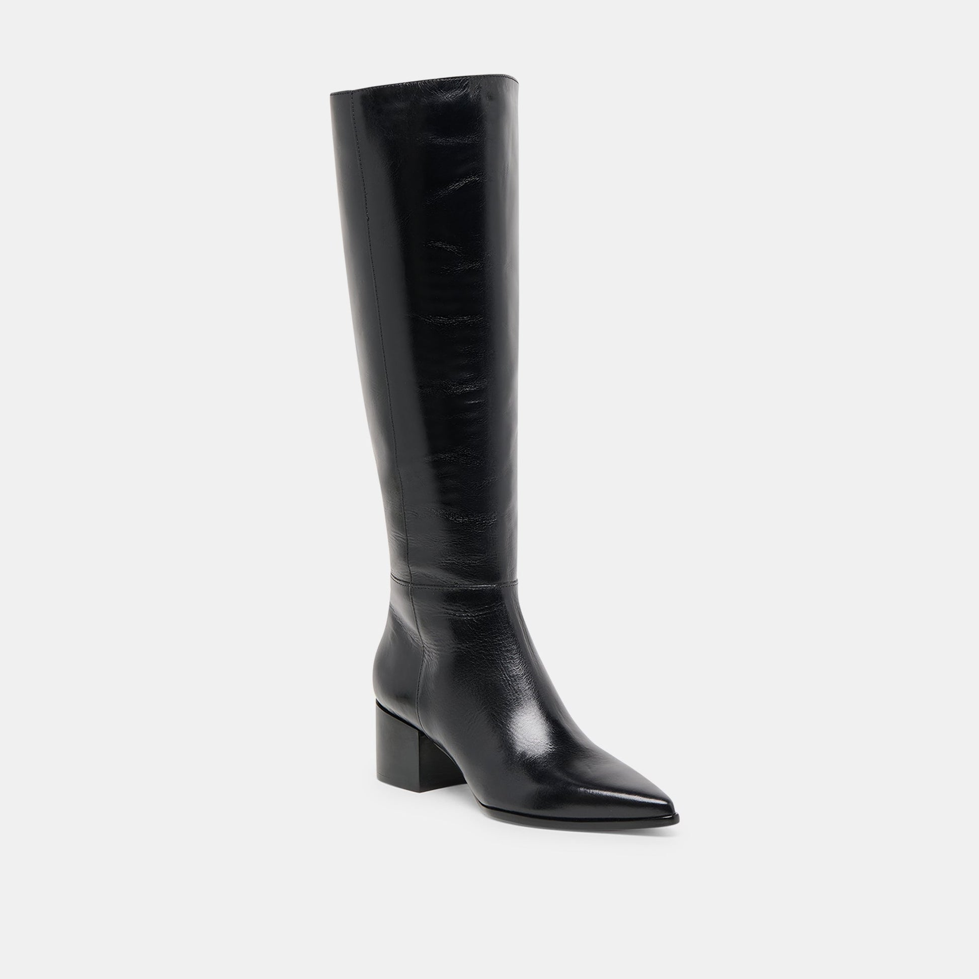 Kirson Black Leather Wide Calf Boots
