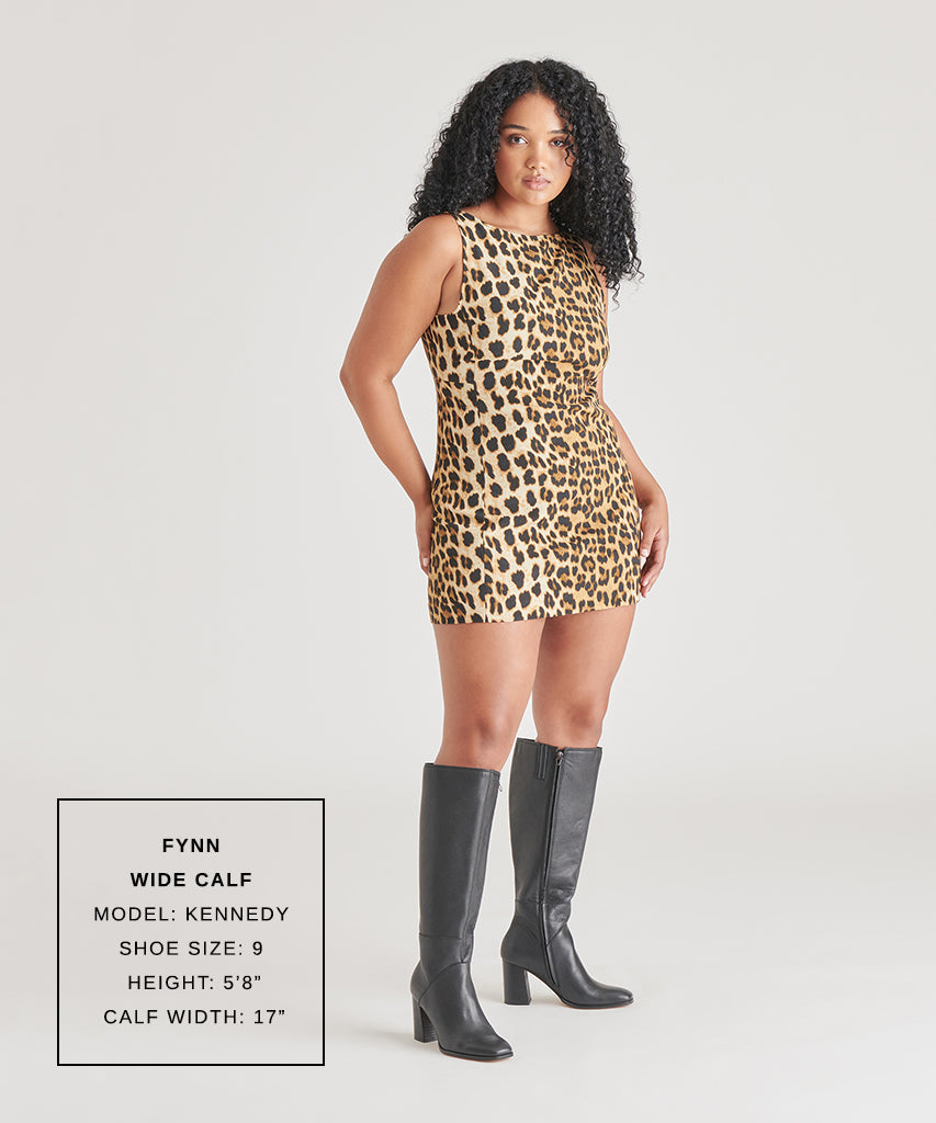 FYNN Wide Calf Boots Onyx Leather | Women's Onyx Knee-High Boots
 – Dolce Vita