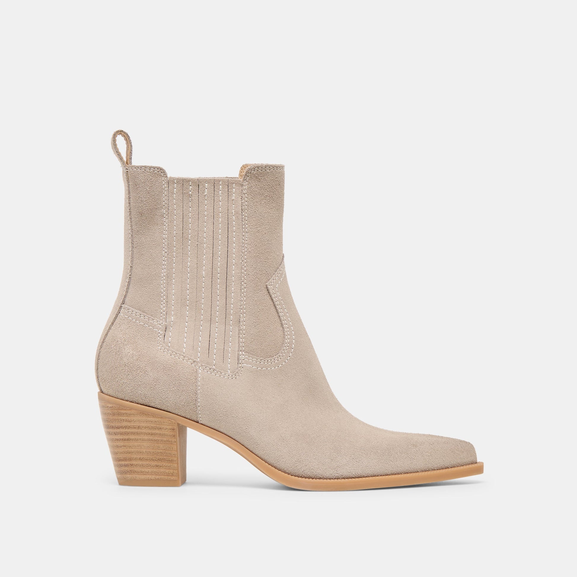 Slim Taupe Suede Booties