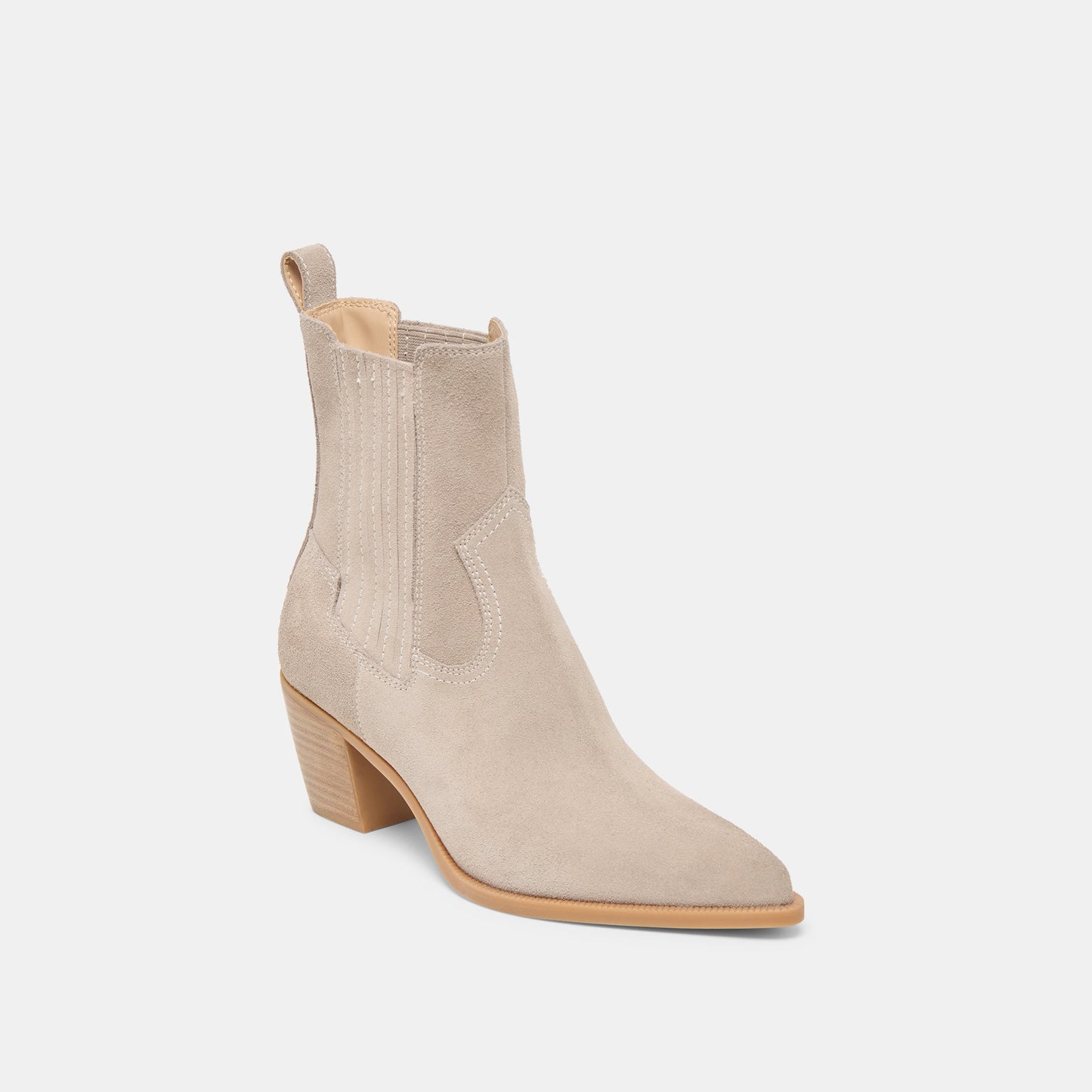 Slim Taupe Suede Booties