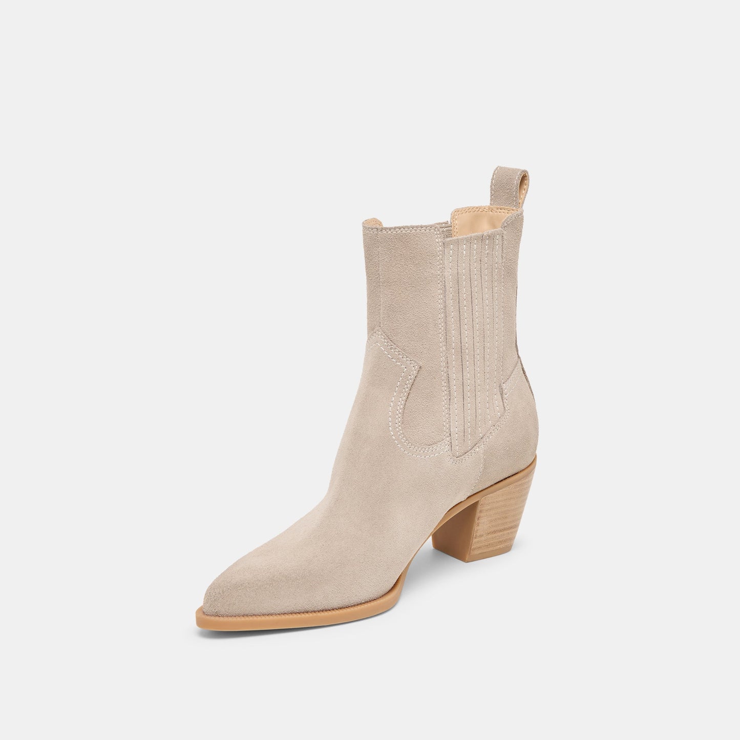 Slim Taupe Suede Booties