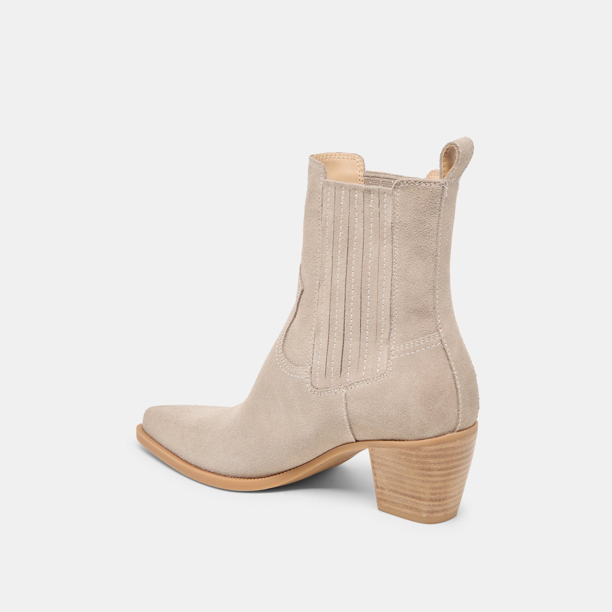 Slim Taupe Suede Booties