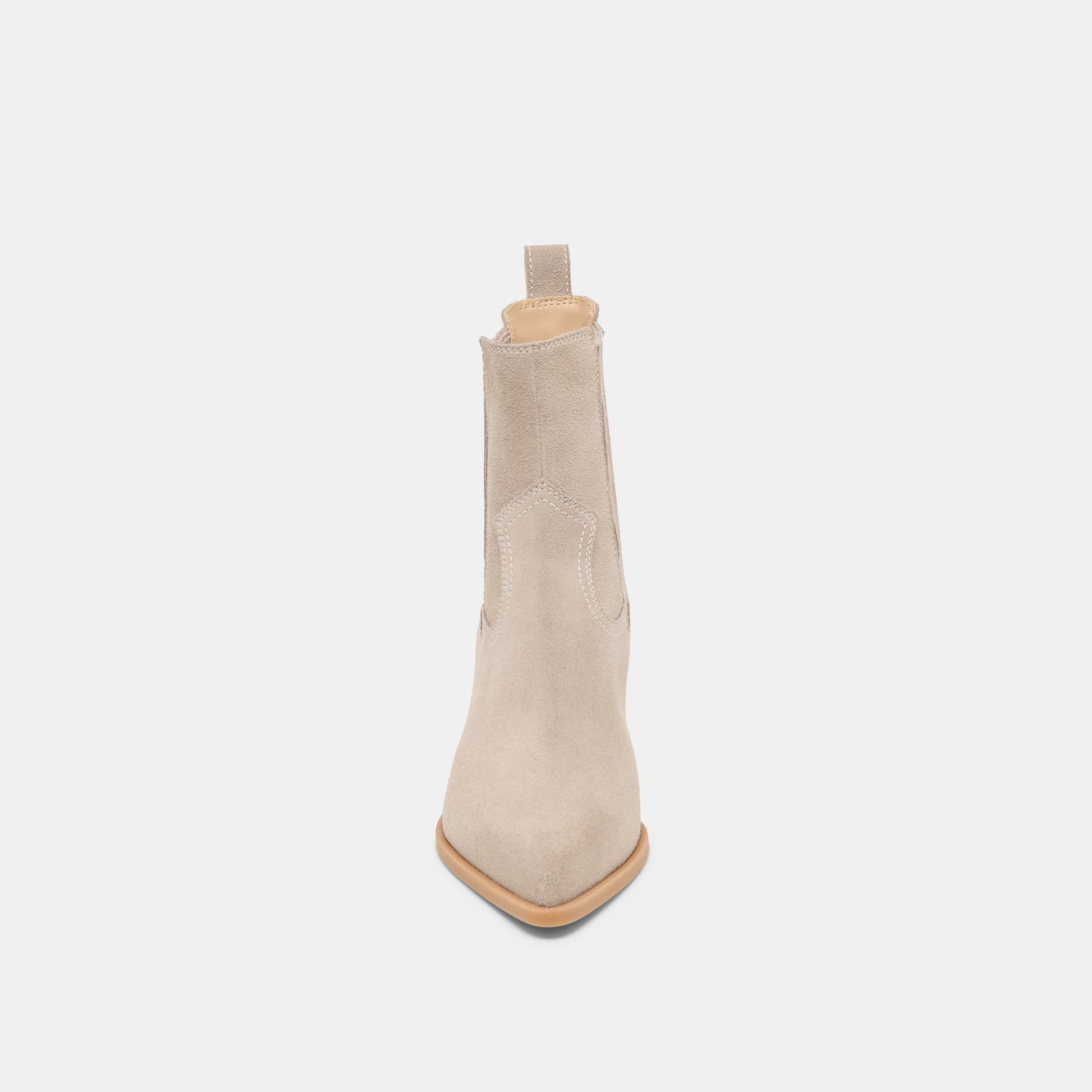 Slim Taupe Suede Booties