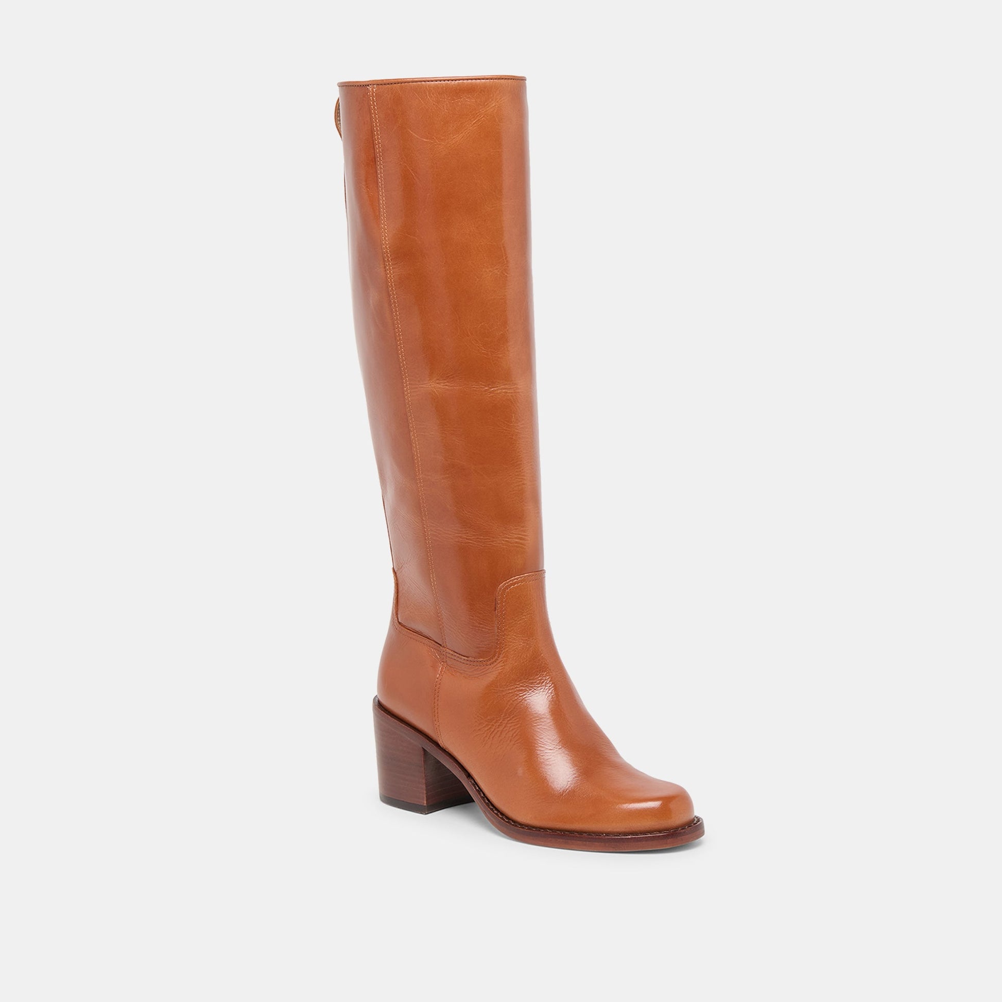 Lucyle Tan Leather Wide Calf Boots