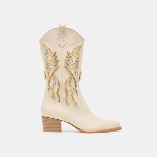 Vila Ivory Leather Boots