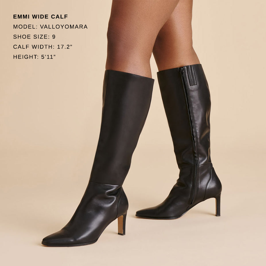 Emmi Black Leather Wide Calf Boots