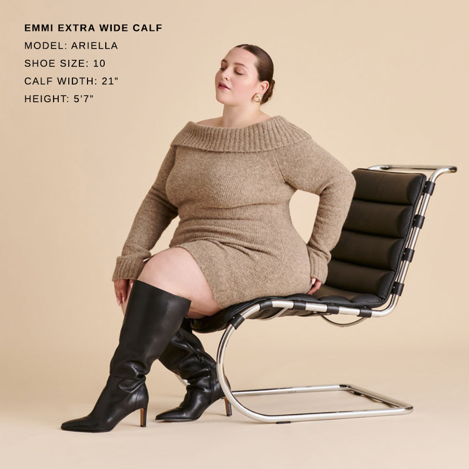 Emmi Black Leather Extra Wide Calf Boots
