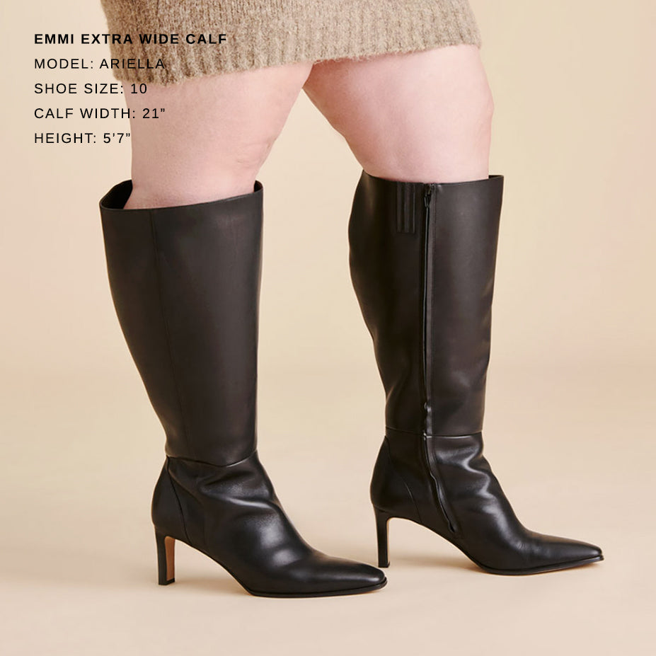 Emmi Black Leather Extra Wide Calf Boots