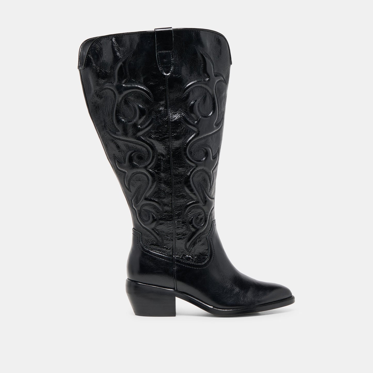 Mirla Black Leather Extra Wide Calf Boots