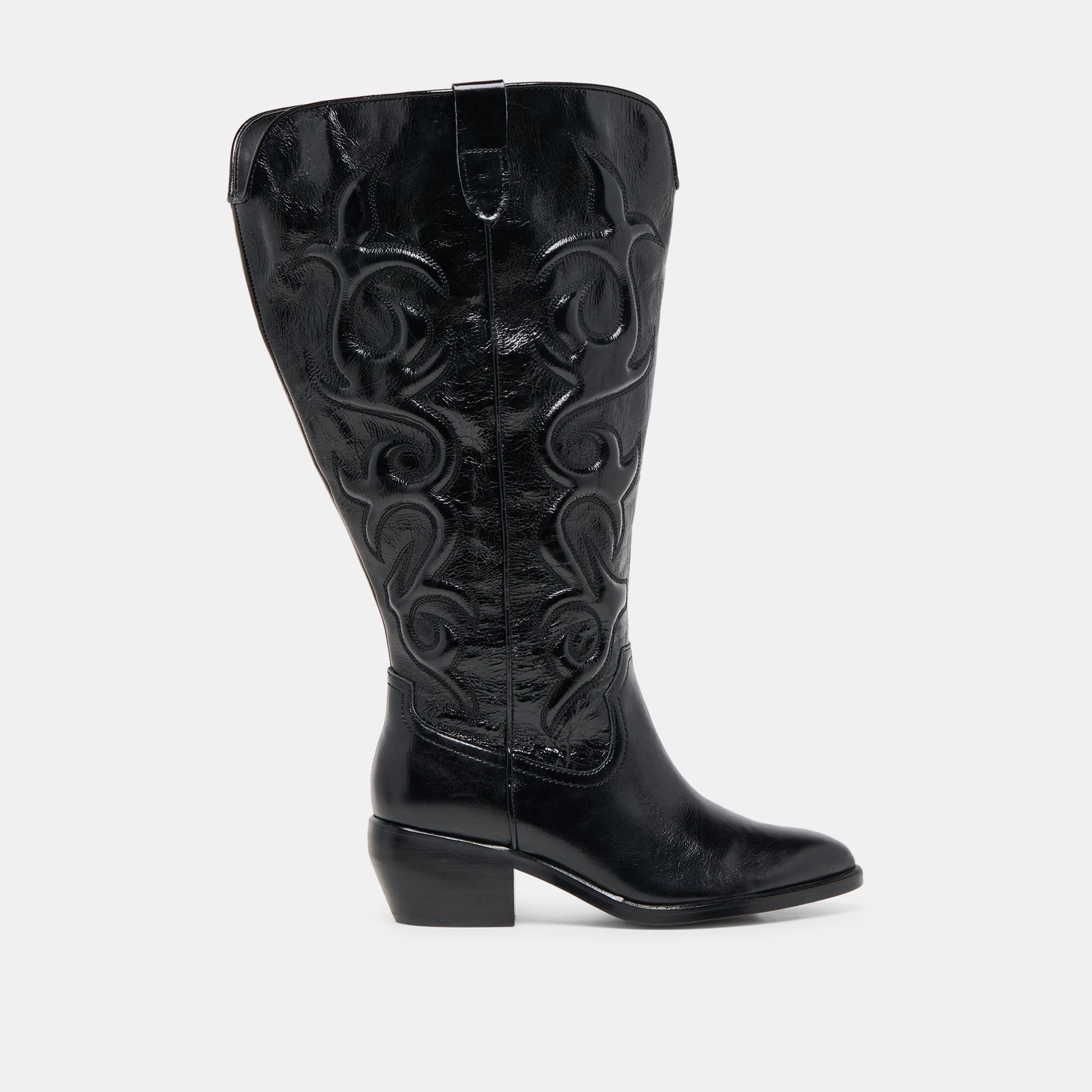Mirla Black Leather Extra Wide Calf Boots