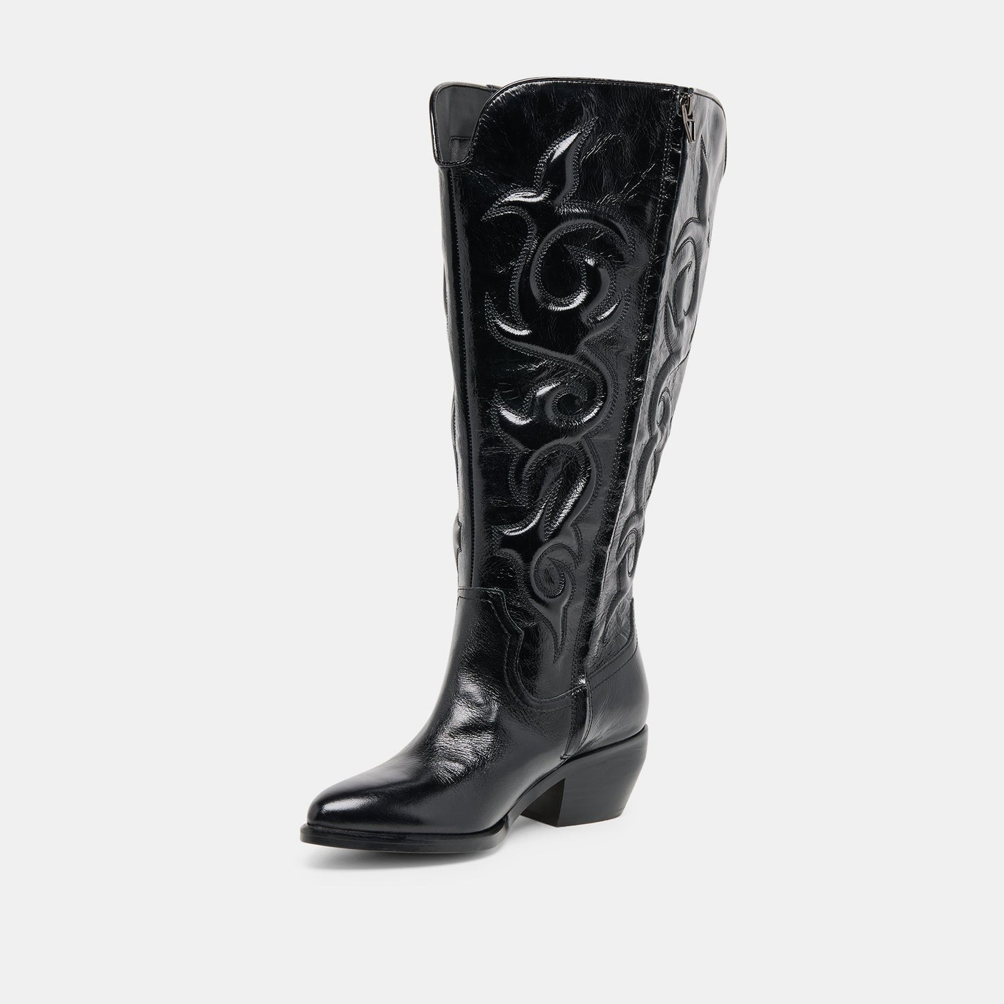 Mirla Black Leather Extra Wide Calf Boots