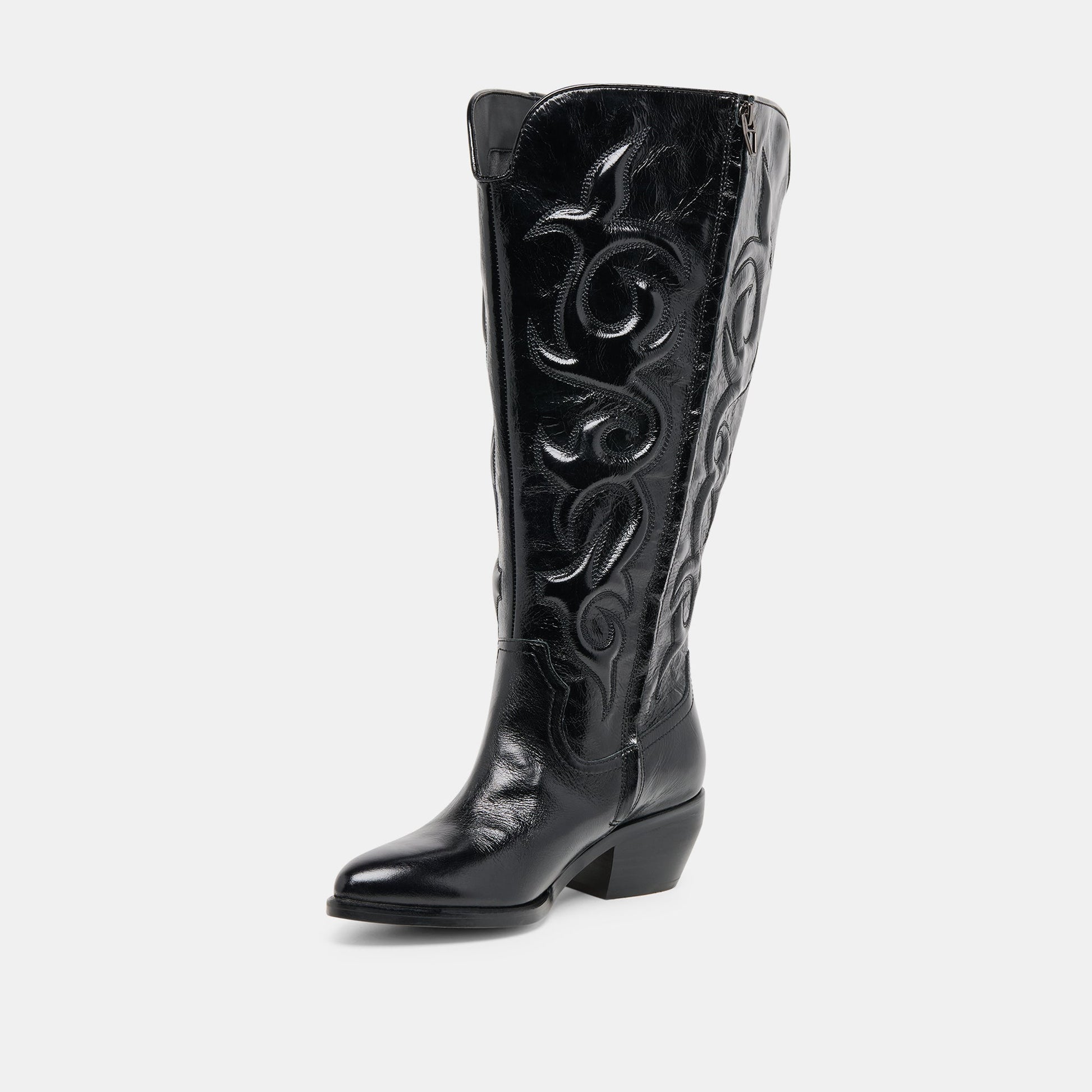 Mirla Black Leather Extra Wide Calf Boots