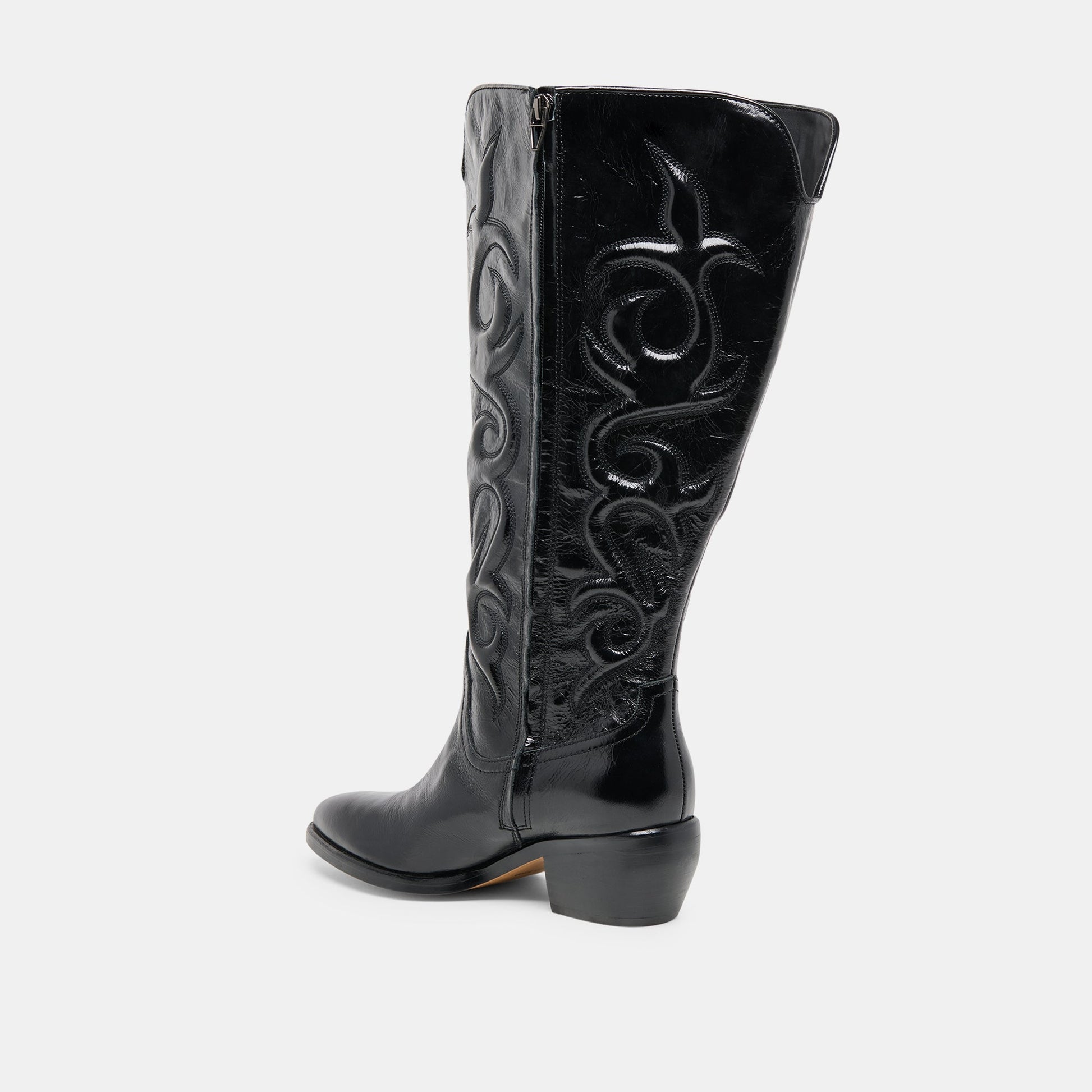 Mirla Black Leather Extra Wide Calf Boots