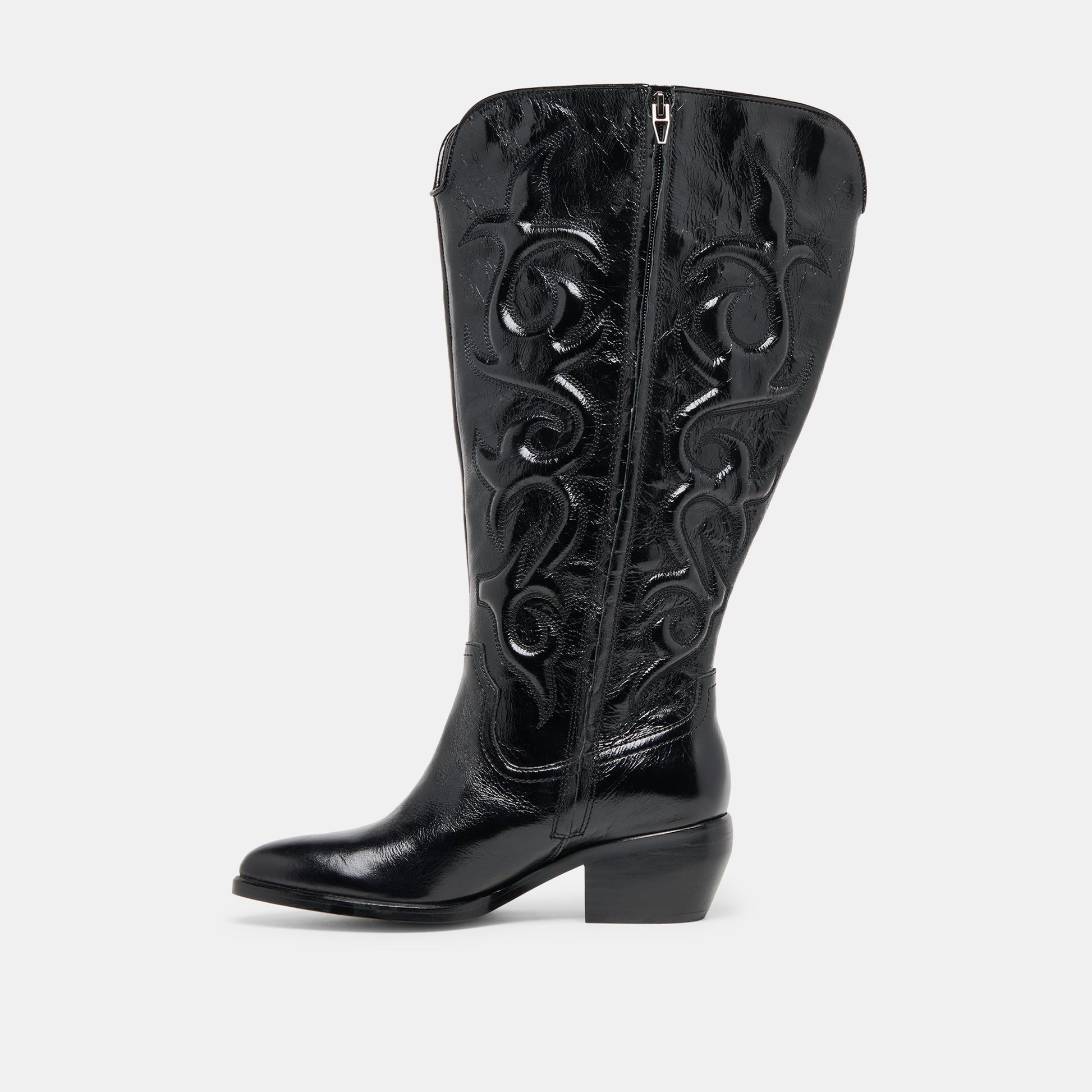 Mirla Black Leather Extra Wide Calf Boots