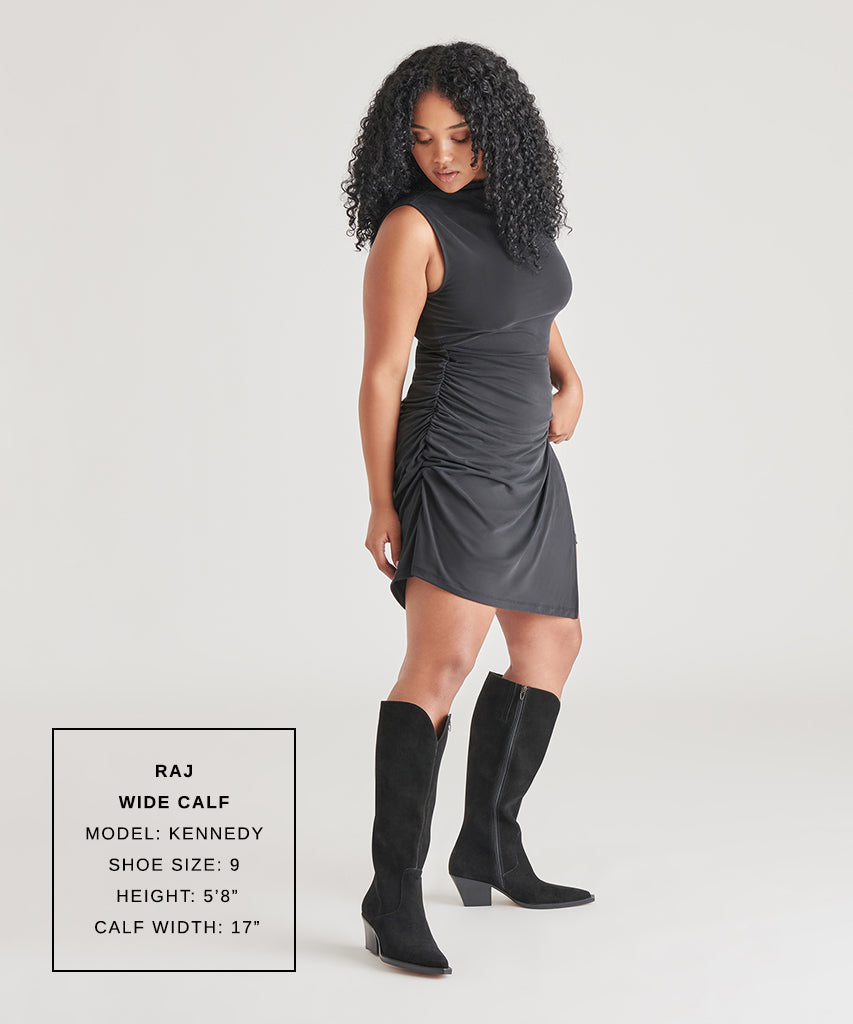 RAJ Wide Calf Boots Onyx Suede | Women's Onyx Suede Knee-High Boots
 – Dolce Vita