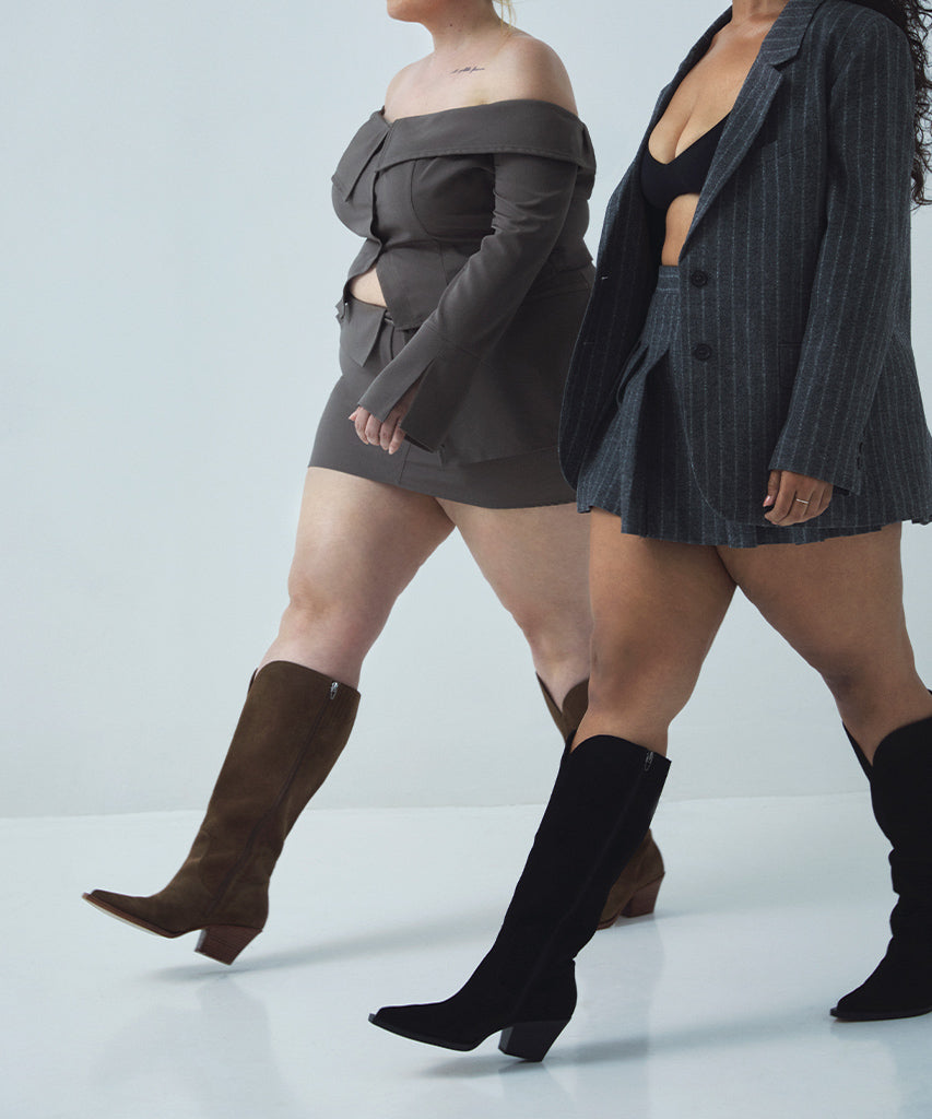 RAJ Wide Calf Boots Onyx Suede | Women's Onyx Suede Knee-High Boots
 – Dolce Vita