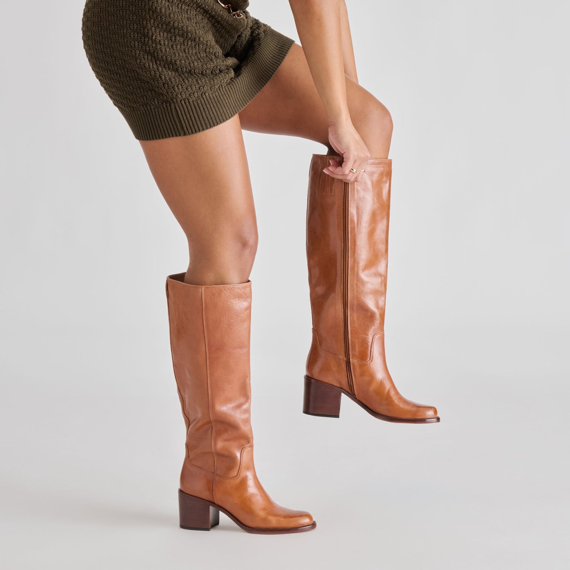 Lucyle Tan Leather Boots