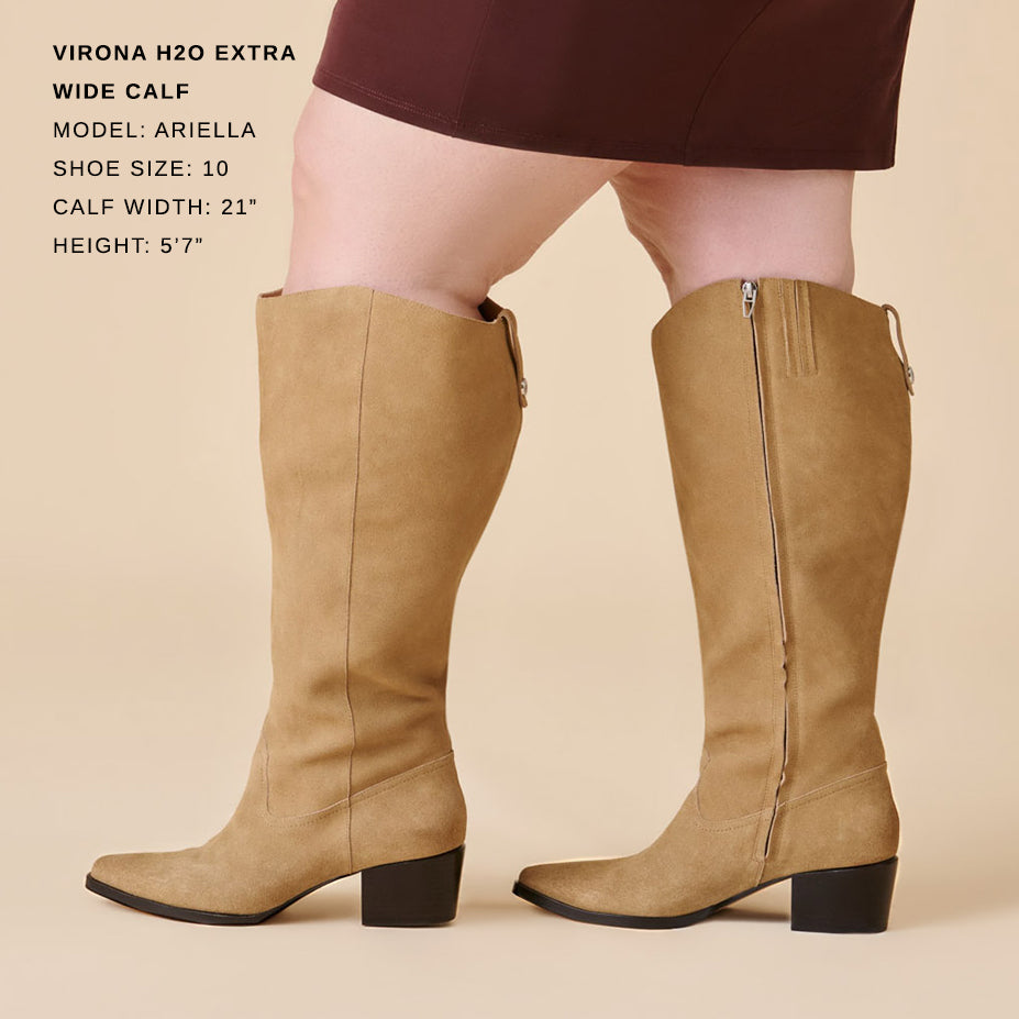 Virona H2O Waterproof Dk Taupe Suede Extra Wide Calf Boots