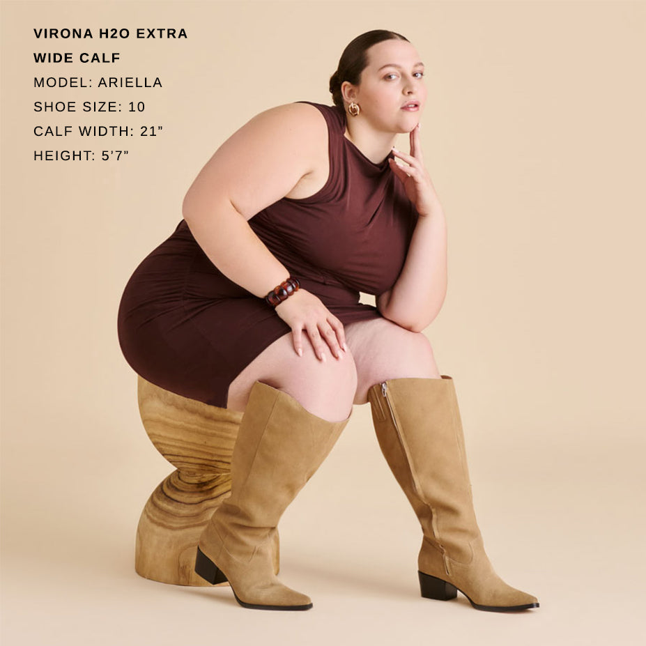 Virona H2O Waterproof Dk Taupe Suede Extra Wide Calf Boots