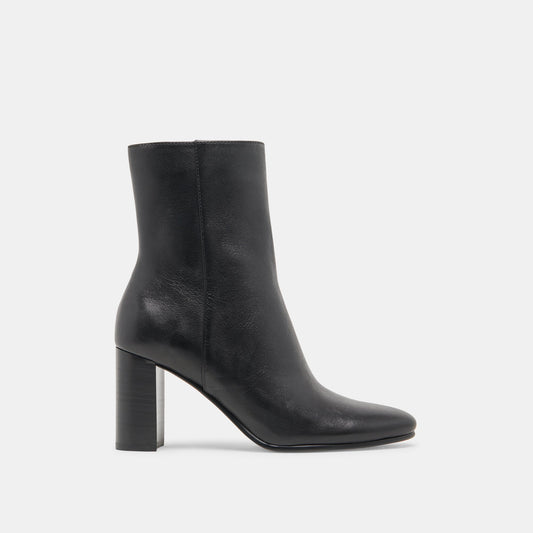 Suzy Wide Black Leather Booties