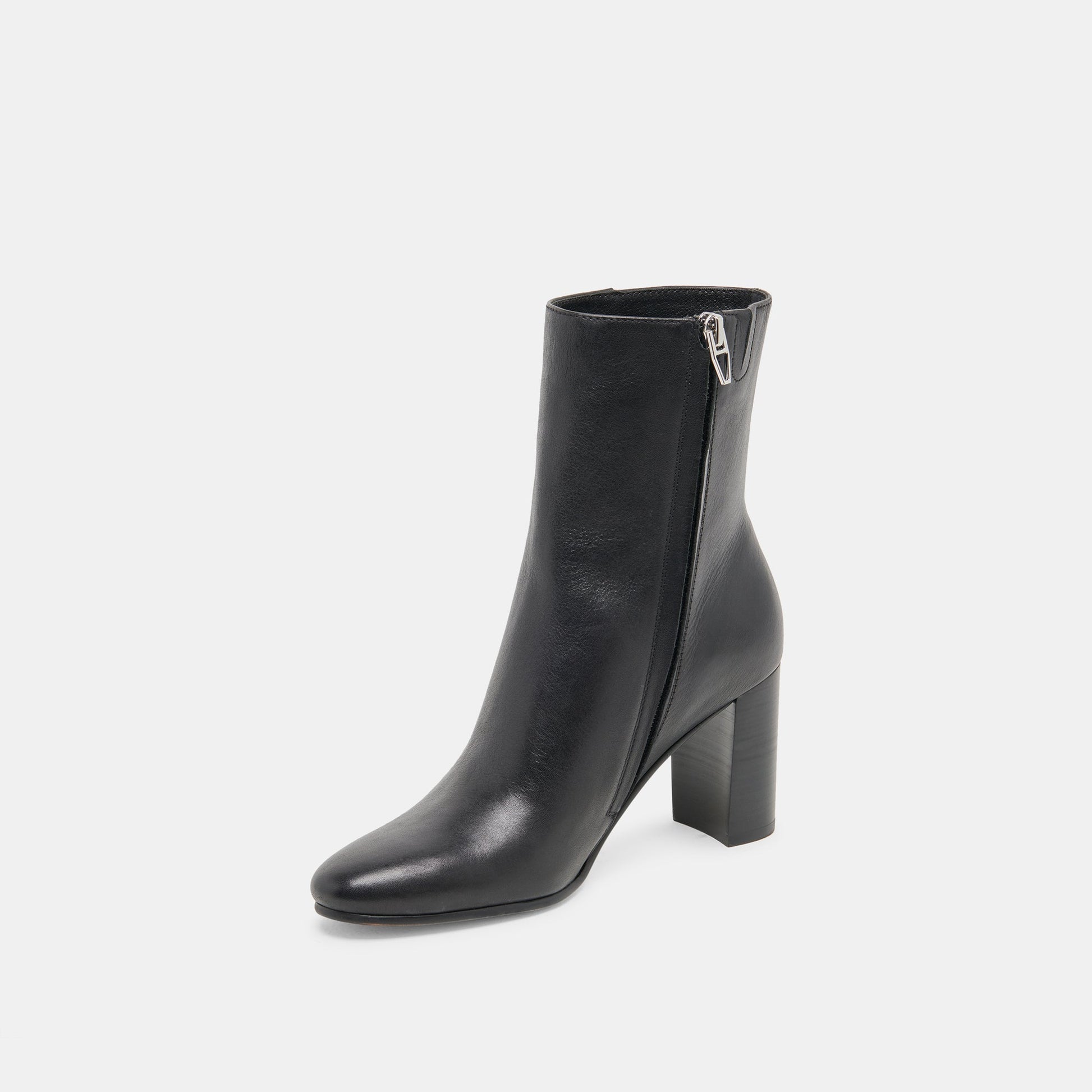 Suzy Wide Black Leather Booties