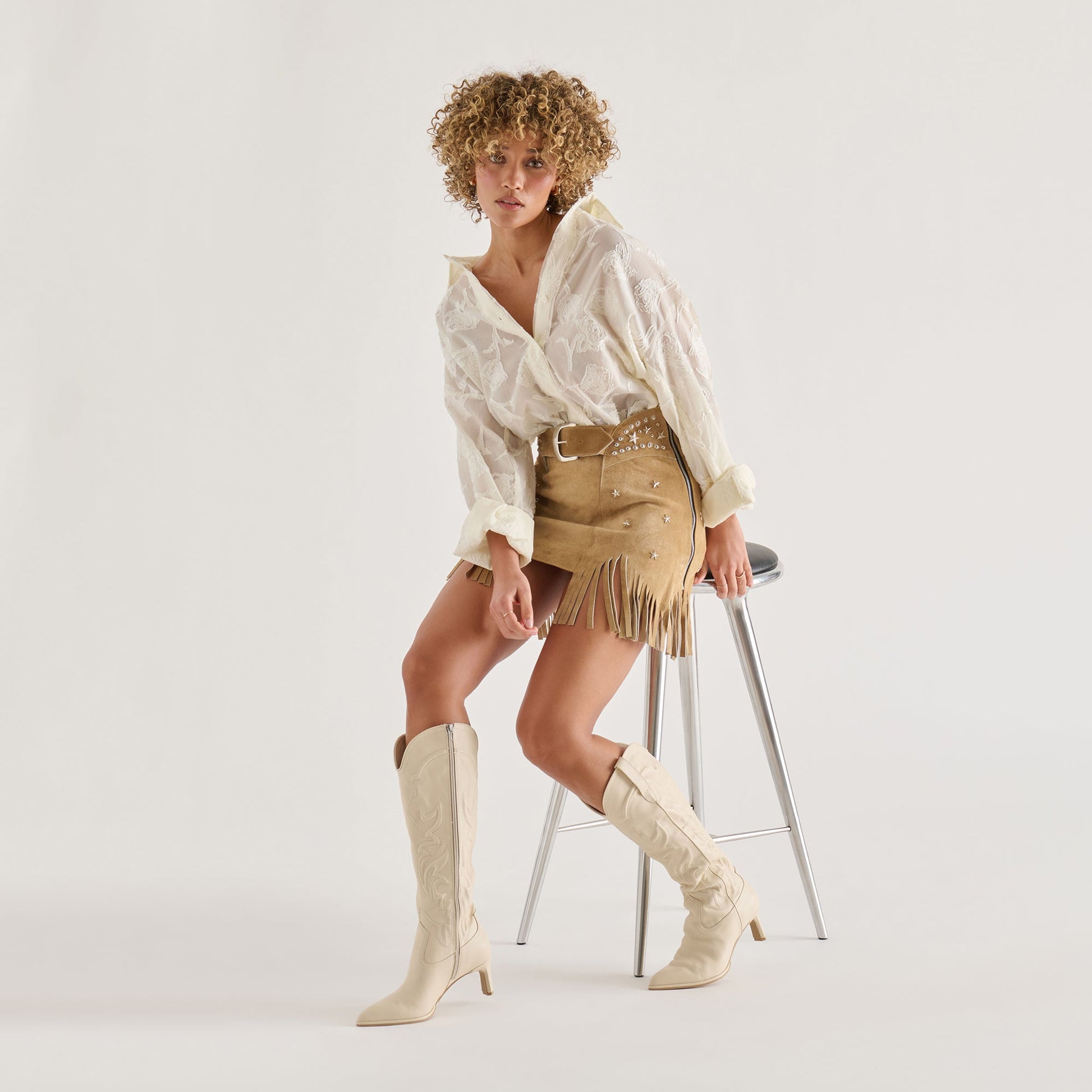 Alisa Creme Leather Boots