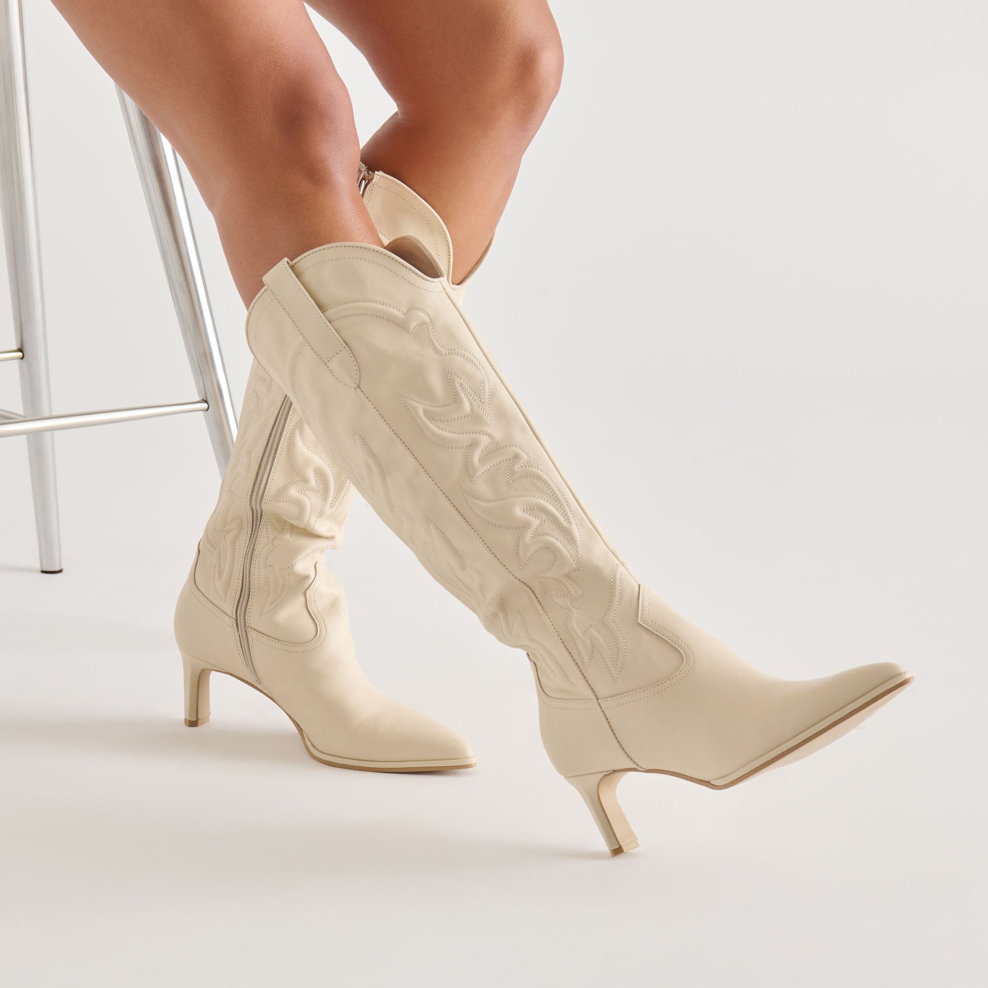 Alisa Creme Leather Boots