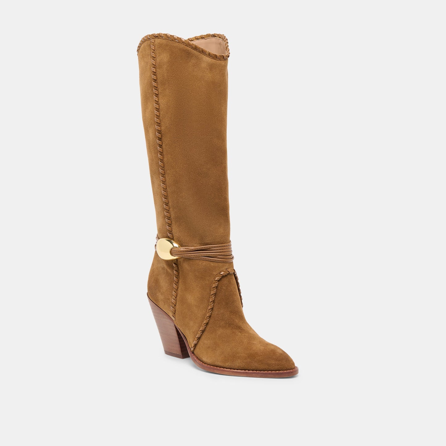 Jody Lt Brown Suede Wide Calf Boots