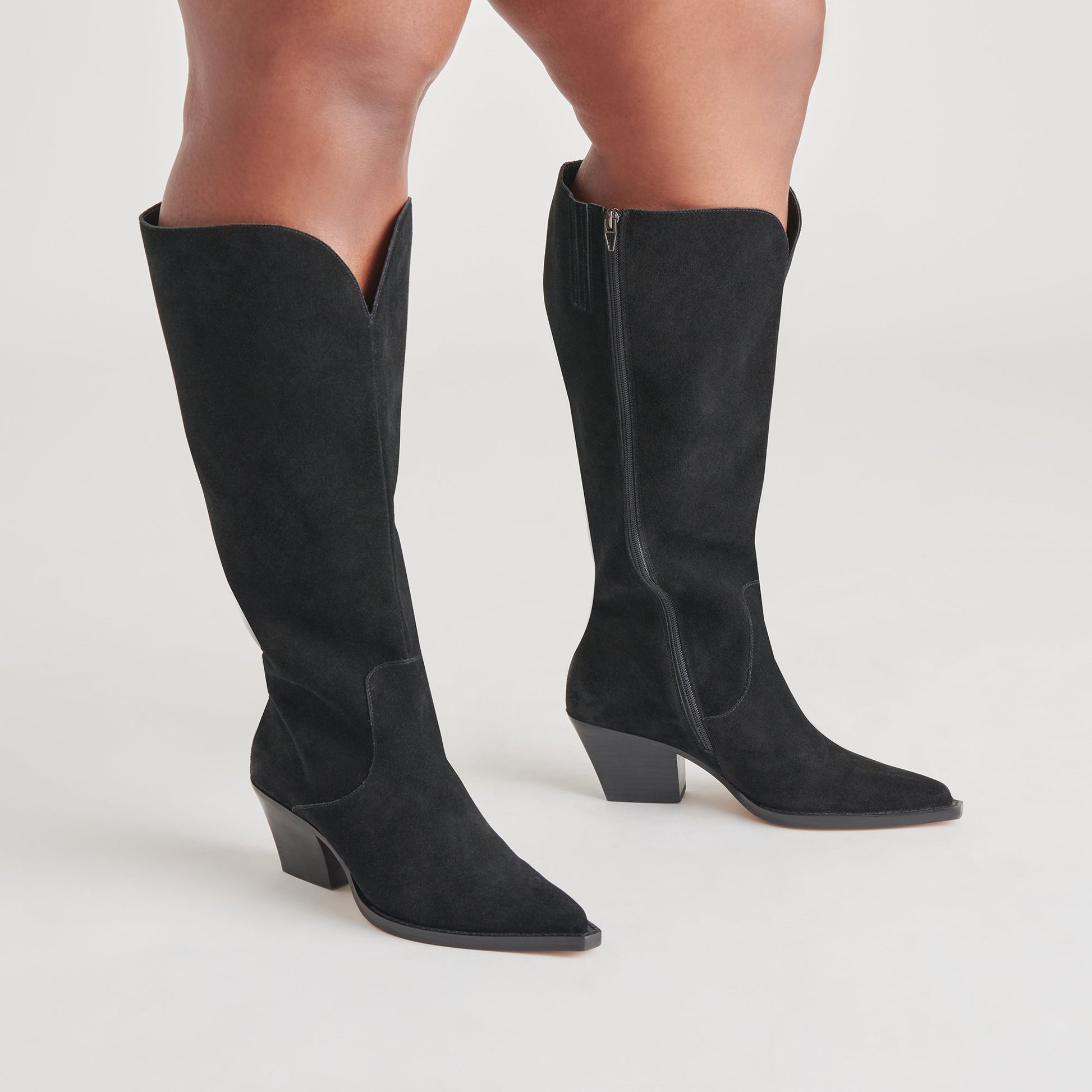 Raj Extra Wide Calf Onyx Suede Boots | Suede Wide Calf Boots
 – Dolce Vita