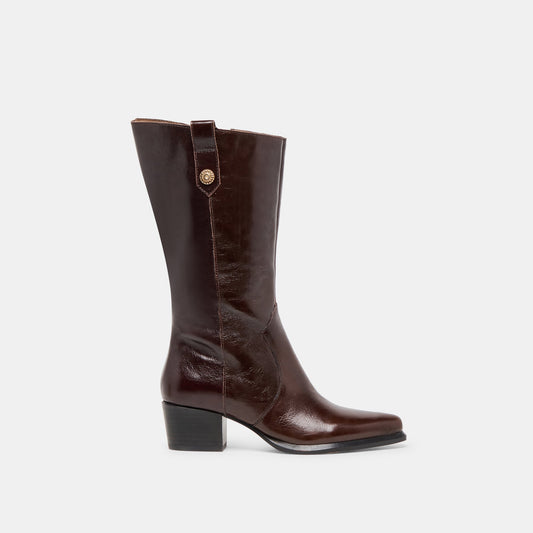 Vern Chocolate Leather Wide Calf Boots