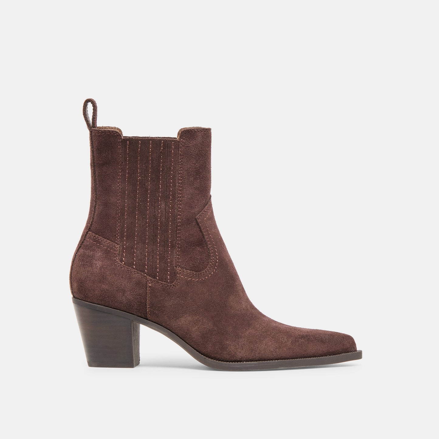 Slim Mahogany Suede Booties