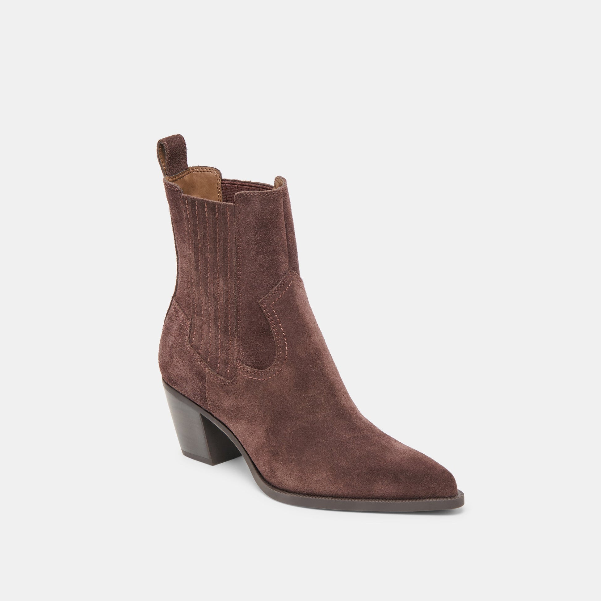 Slim Mahogany Suede Booties