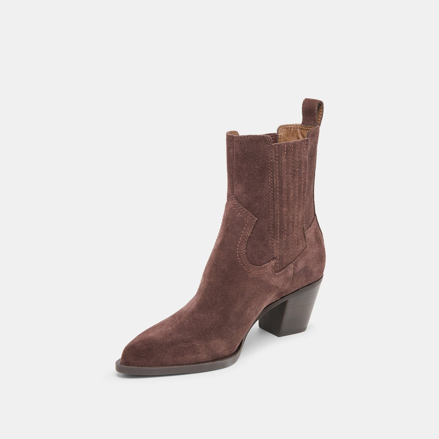 Slim Mahogany Suede Booties