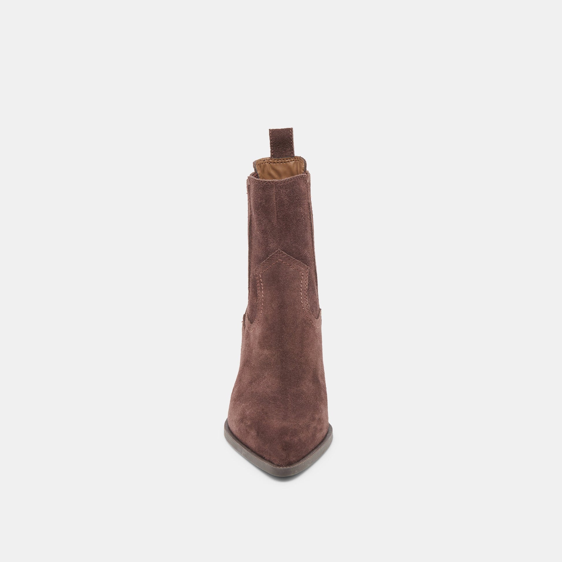 Slim Mahogany Suede Booties