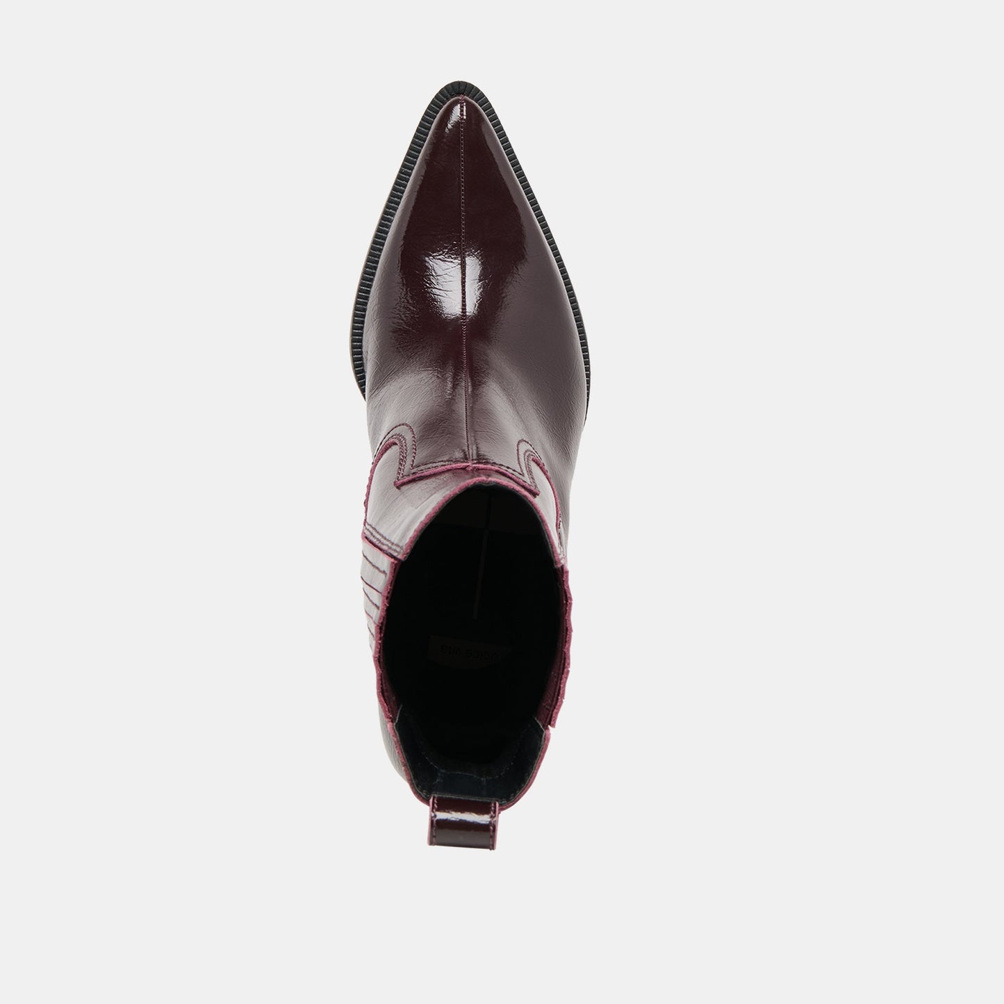 Slim Mulberry Crinkle Patent Booties