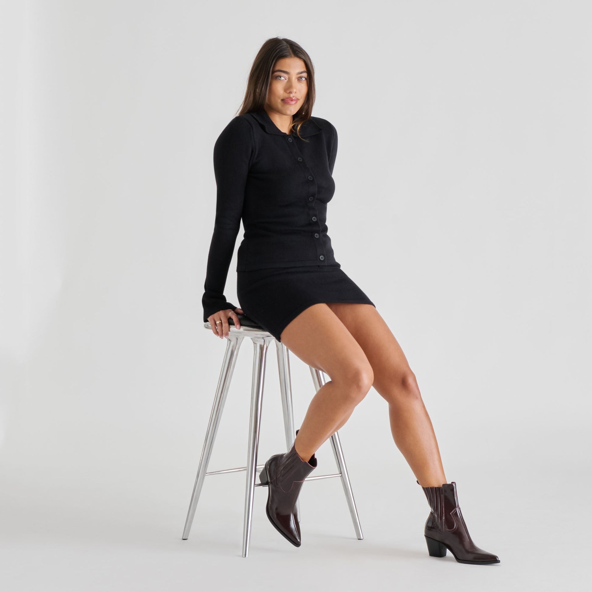 Slim Mulberry Crinkle Patent Booties
