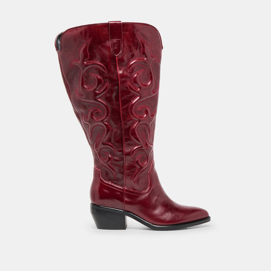 Mirla Oxblood Leather Extra Wide Calf Boots