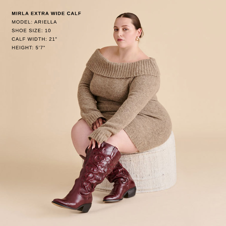 Mirla Oxblood Leather Extra Wide Calf Boots
